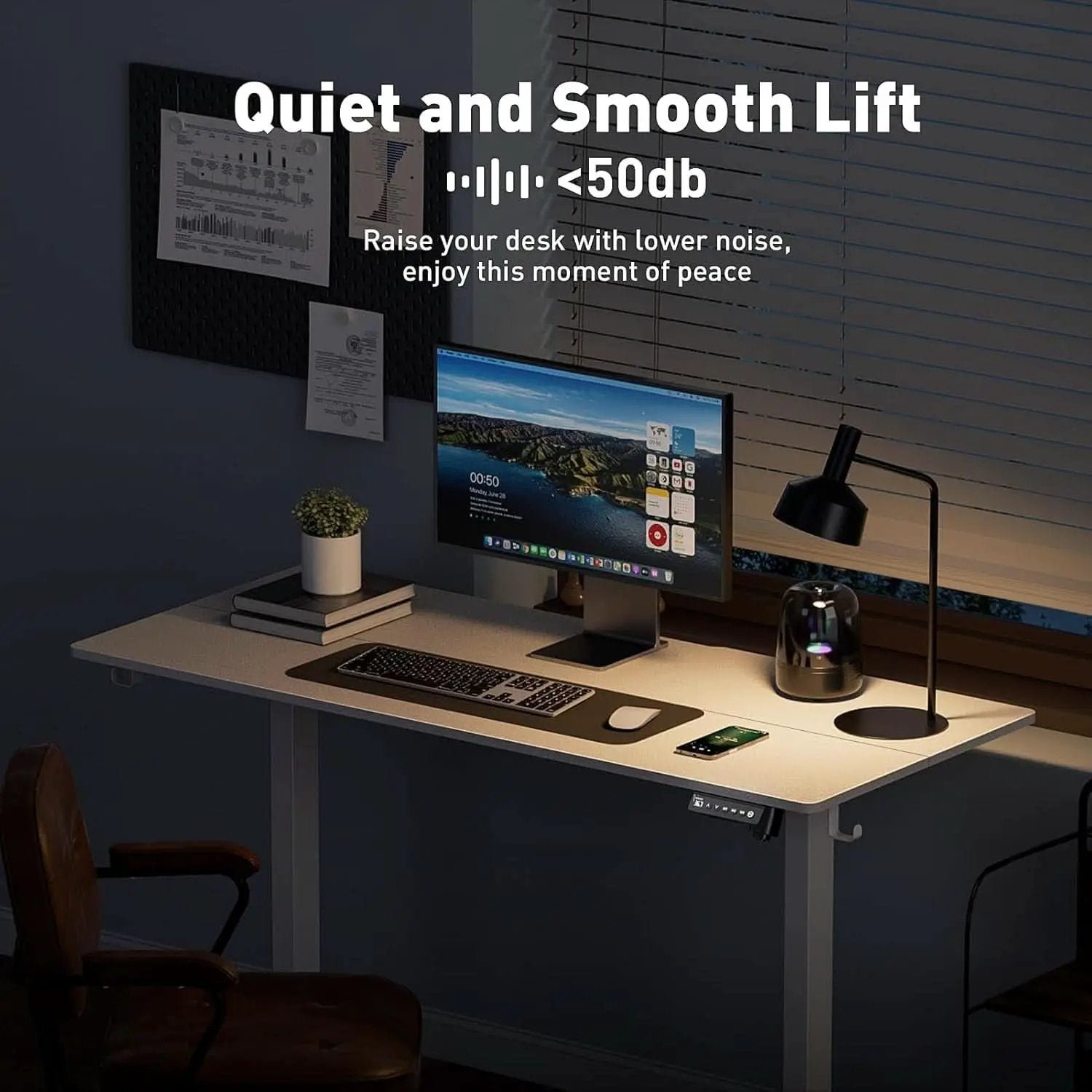 Electric Adjustable Height Standing Desk with Rolling Wheels from PriceLows™