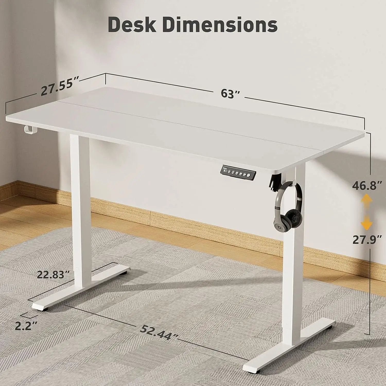 Electric Adjustable Height Standing Desk with Rolling Wheels from PriceLows™