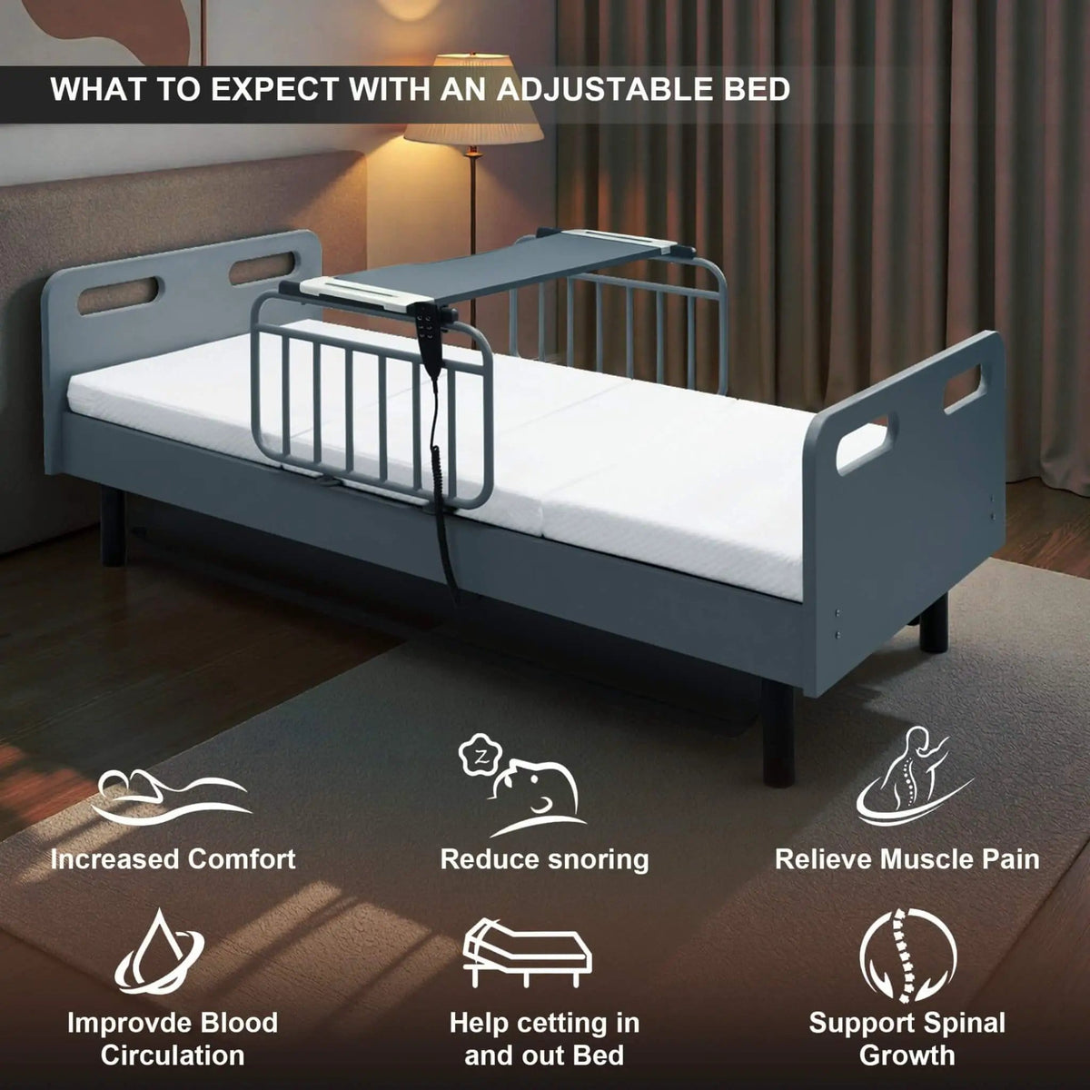 Electric Adjustable Hospital Bed With Remote Control And Memory Foam Mattress | Full-Electric Bed | Bedroom Use | Bedroom
