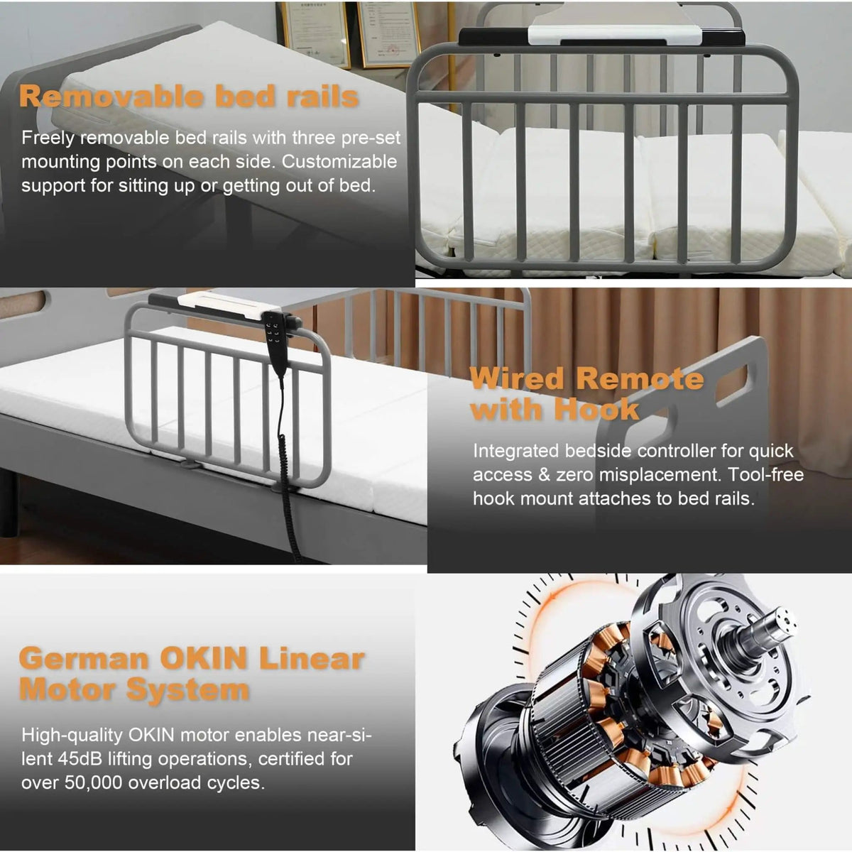 Electric Adjustable Hospital Bed With Remote Control And Memory Foam Mattress | Full-Electric Bed | Bedroom Use | Bedroom