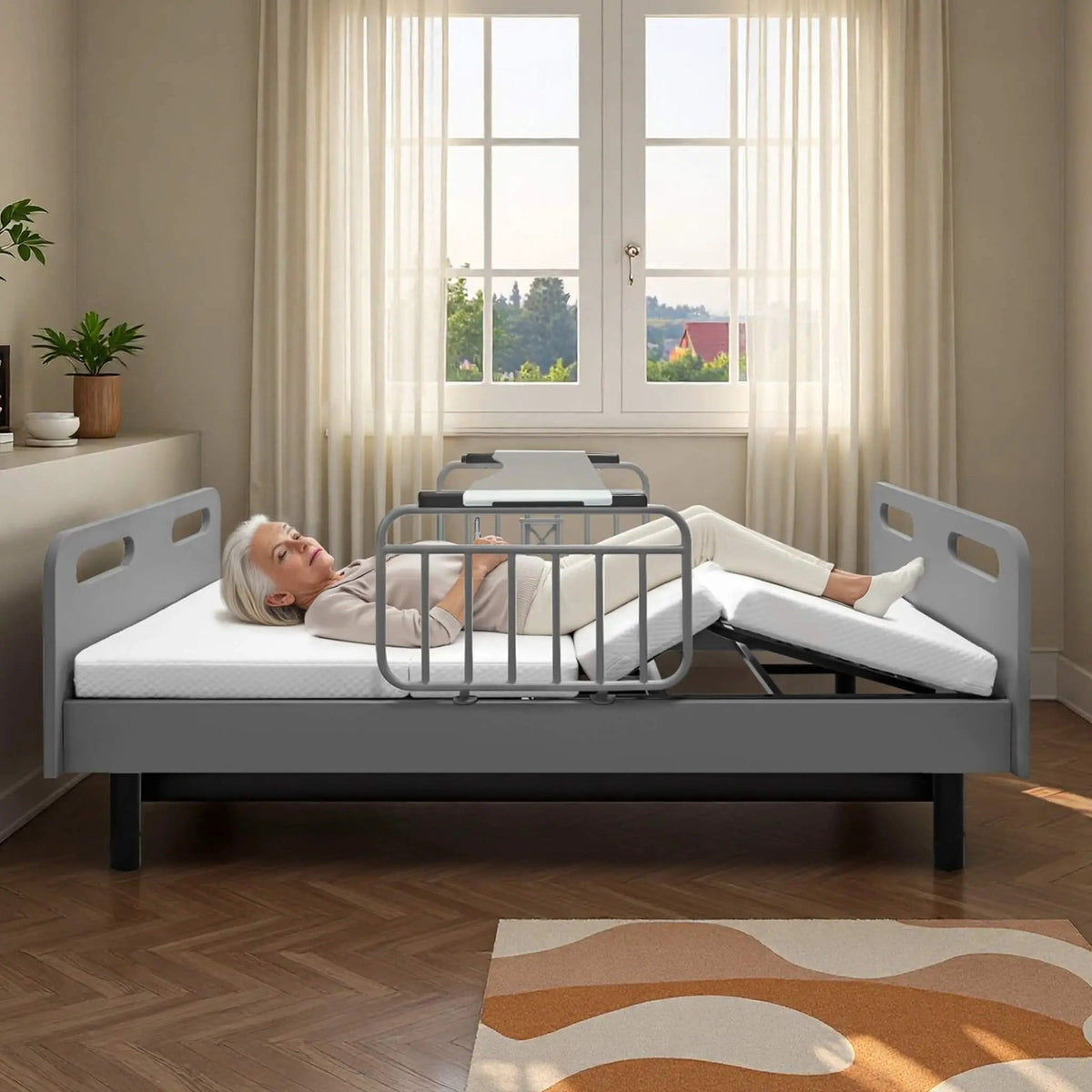 Electric Adjustable Hospital Bed With Remote Control And Memory Foam Mattress | Full-Electric Bed | Bedroom Use | Bedroom