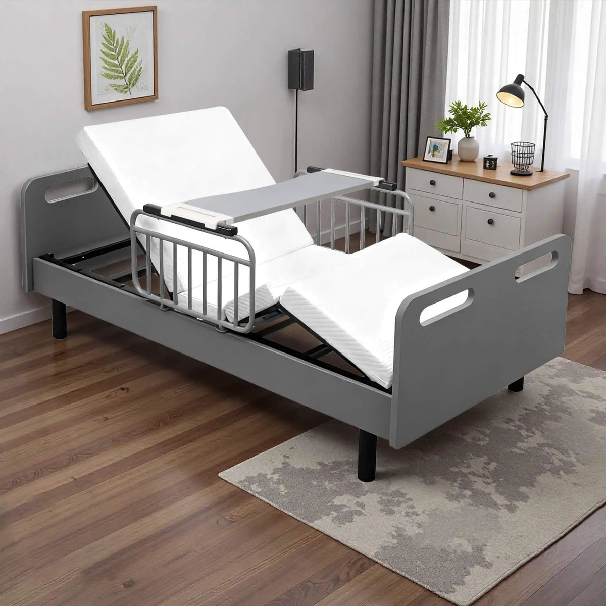 Electric Adjustable Hospital Bed With Remote Control And Memory Foam Mattress | Full-Electric Bed | Bedroom Use | Bedroom