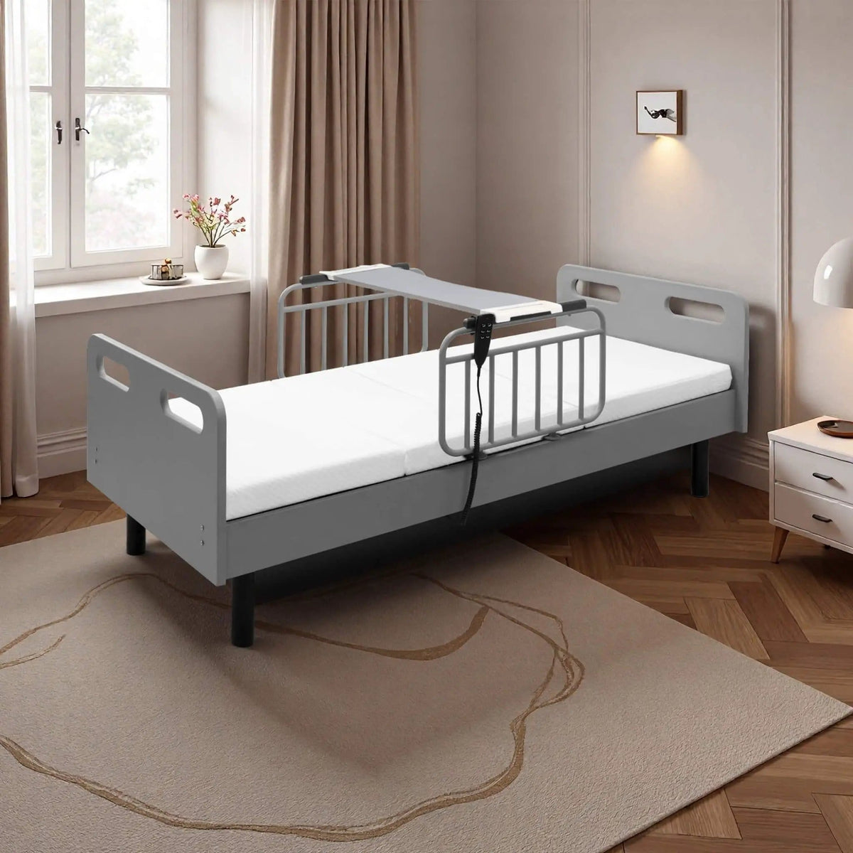 Electric Adjustable Hospital Bed With Remote Control And Memory Foam Mattress | Full-Electric Bed | Bedroom Use | Bedroom