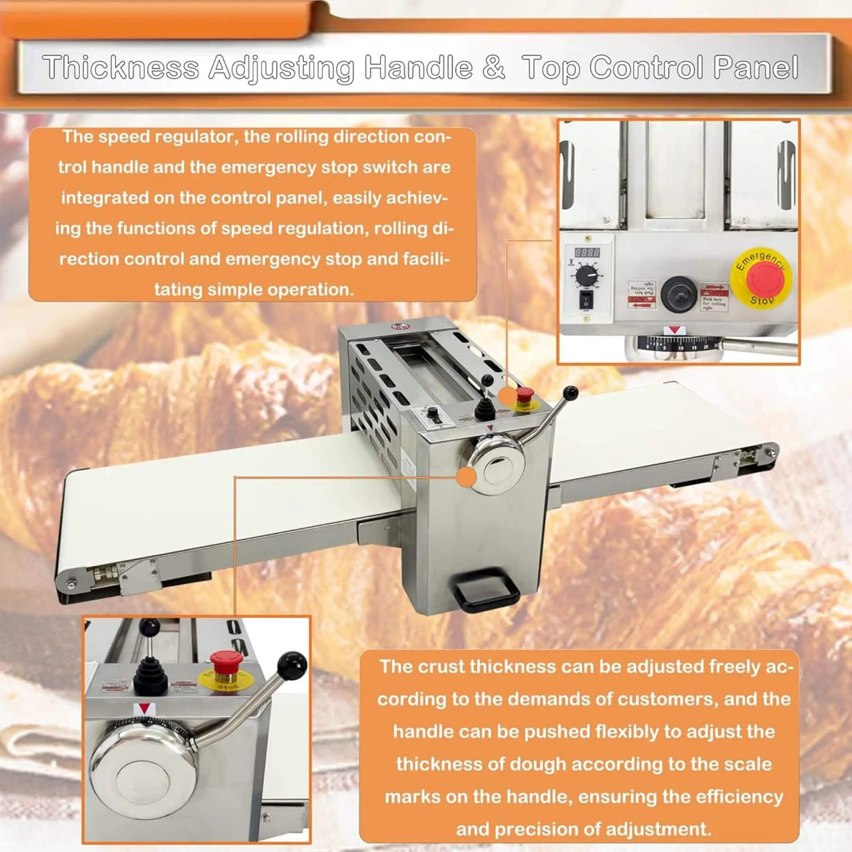 Commercial Electric 110V Foldable Stainless Steel Dough Sheeter | 110 Volt | Stainless Steel | Home