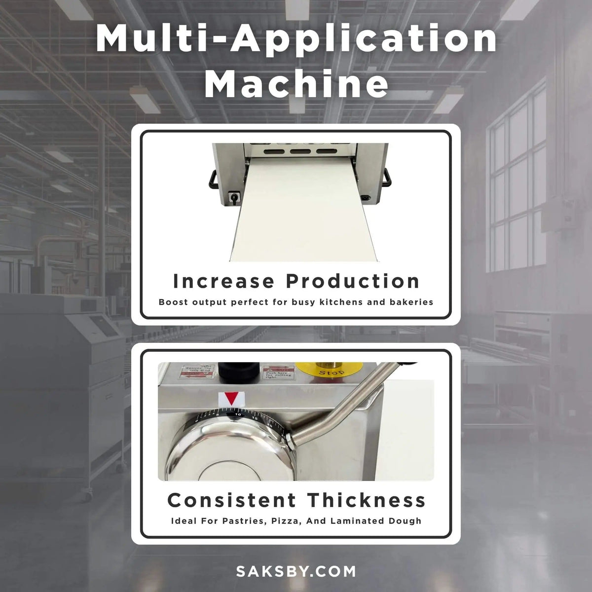 Commercial Electric 110V Foldable Stainless Steel Dough Sheeter | 110 Volt | Stainless Steel | Home