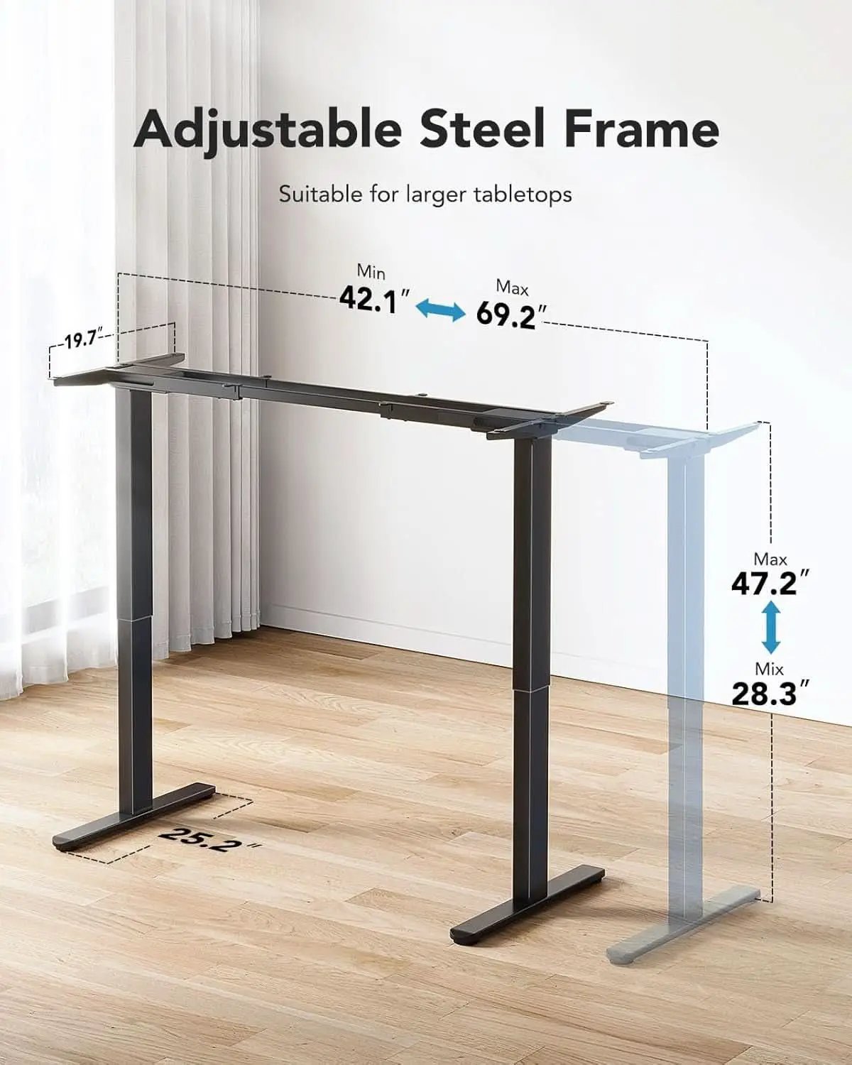 Electric Height Adjustable Desk Frame with Dual Motors from PriceLows™