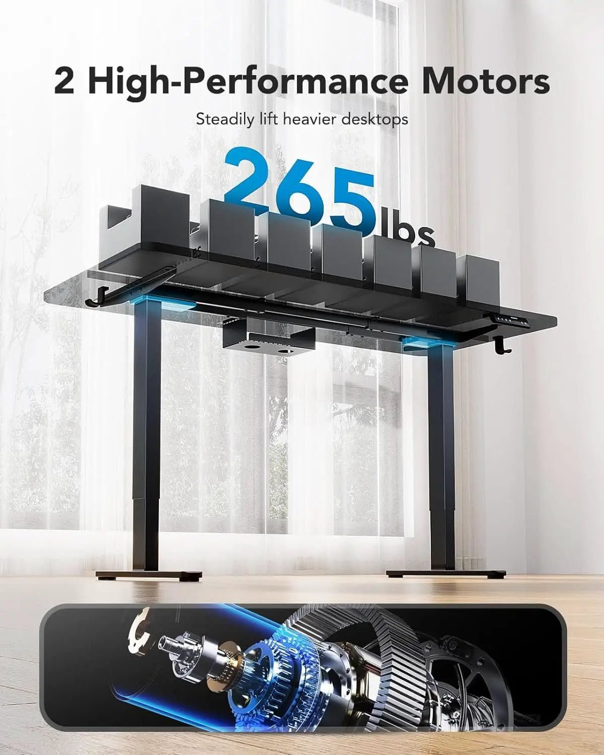 Electric Height Adjustable Desk Frame with Dual Motors from PriceLows™