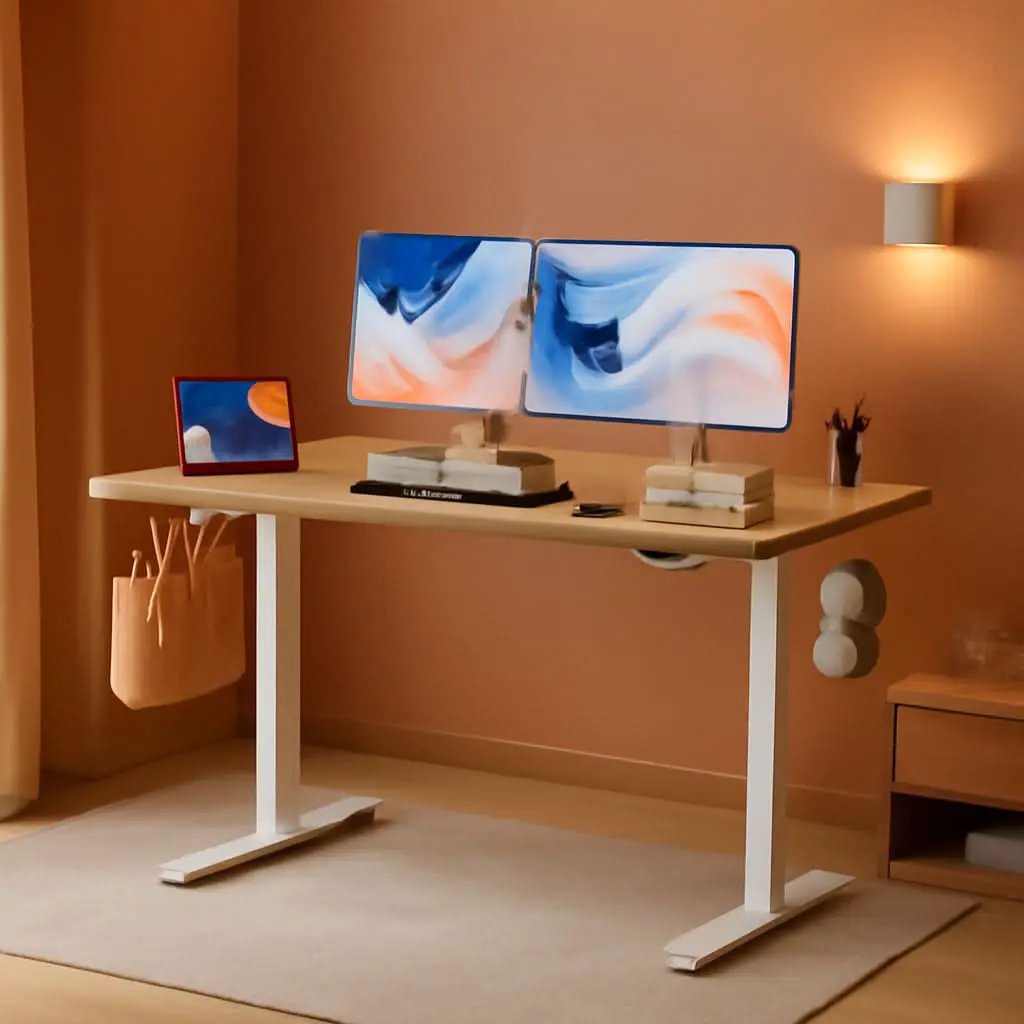Electric Height Adjustable Standing Desk with Phone Holder from PriceLows™