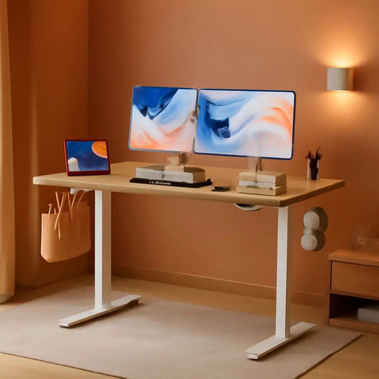 Electric Height Adjustable Standing Desk with Phone Holder from PriceLows™