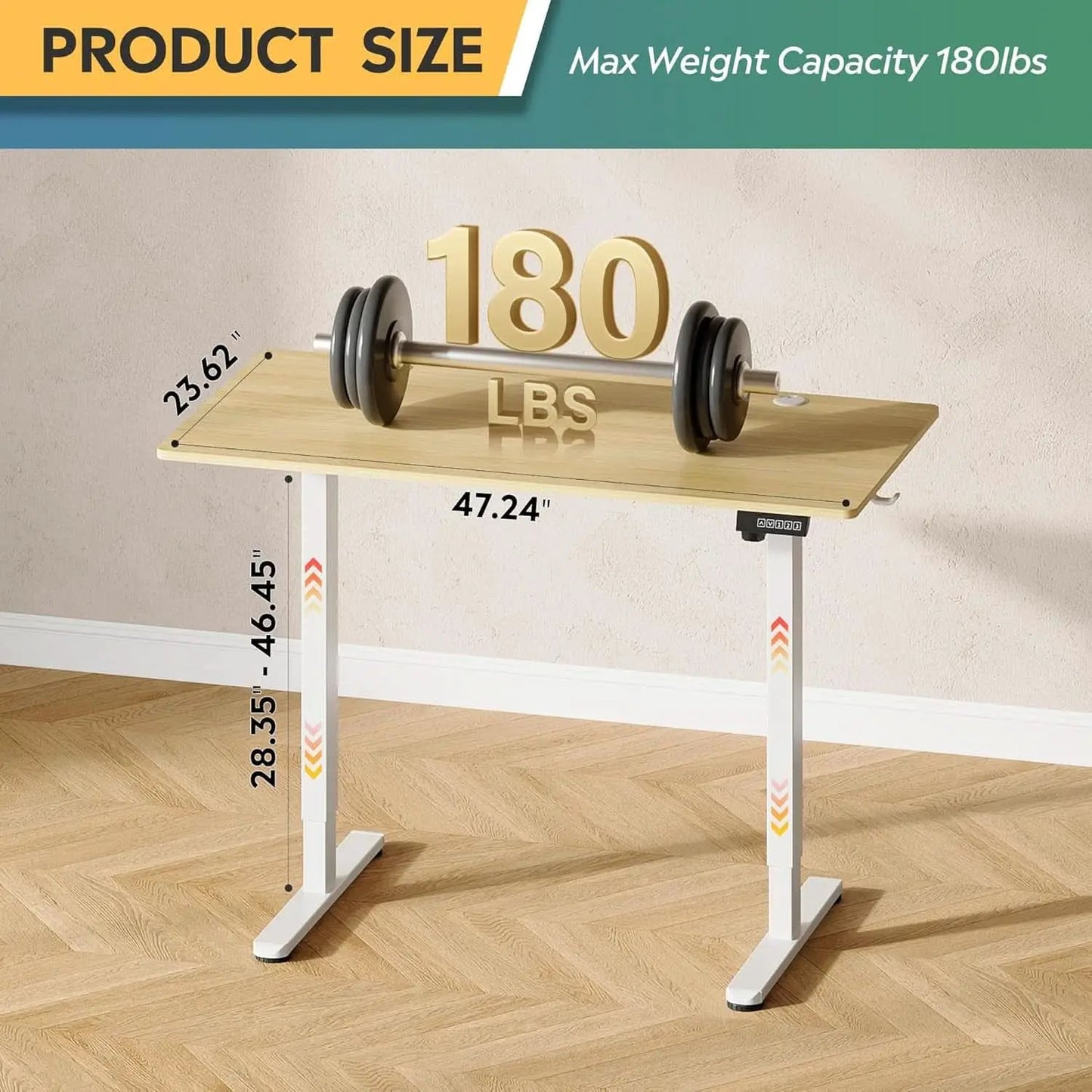 Electric Height Adjustable Standing Desk with Phone Holder from PriceLows™