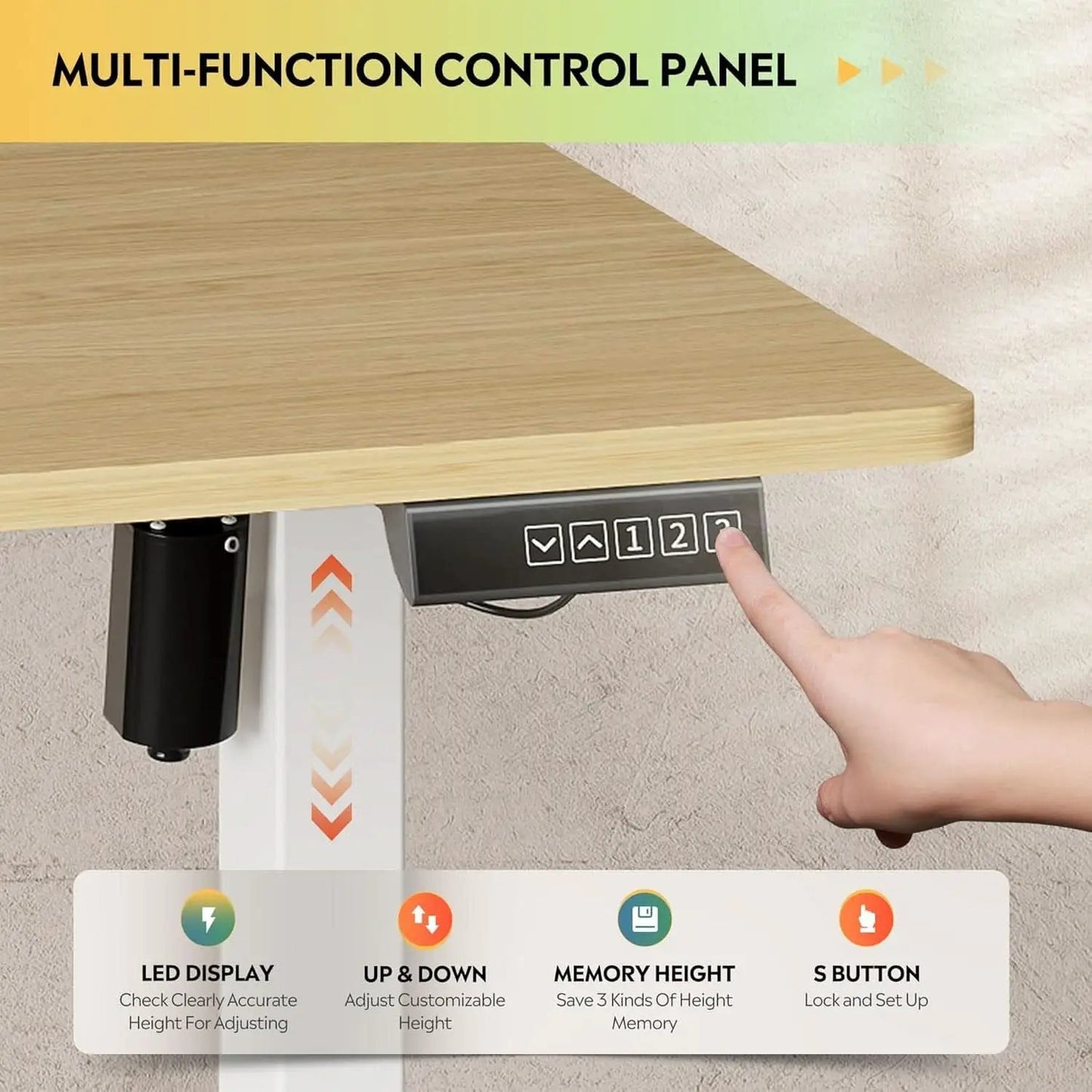 Electric Height Adjustable Standing Desk with Phone Holder from PriceLows™