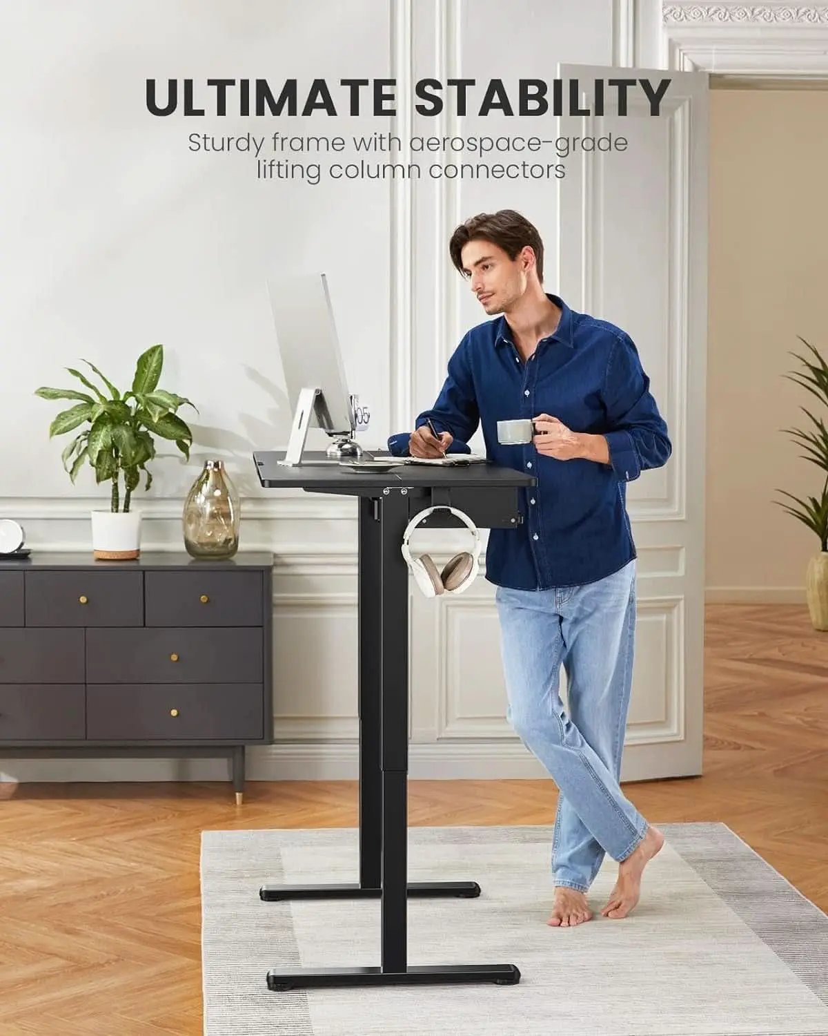 Electric Standing Desk with Adjustable Height and Tray from PriceLows™