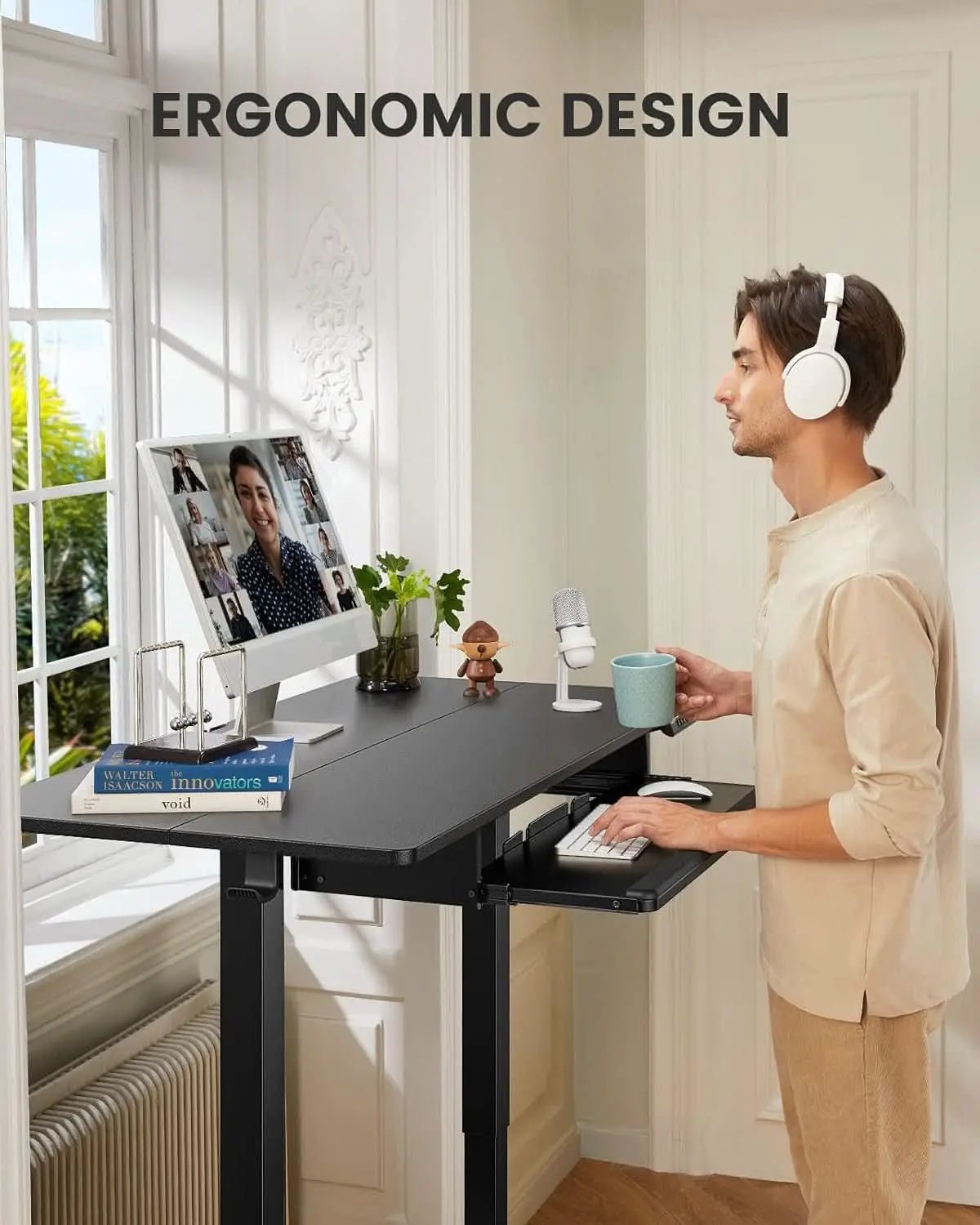 Electric Standing Desk with Adjustable Height Keyboard Tray from PriceLows™