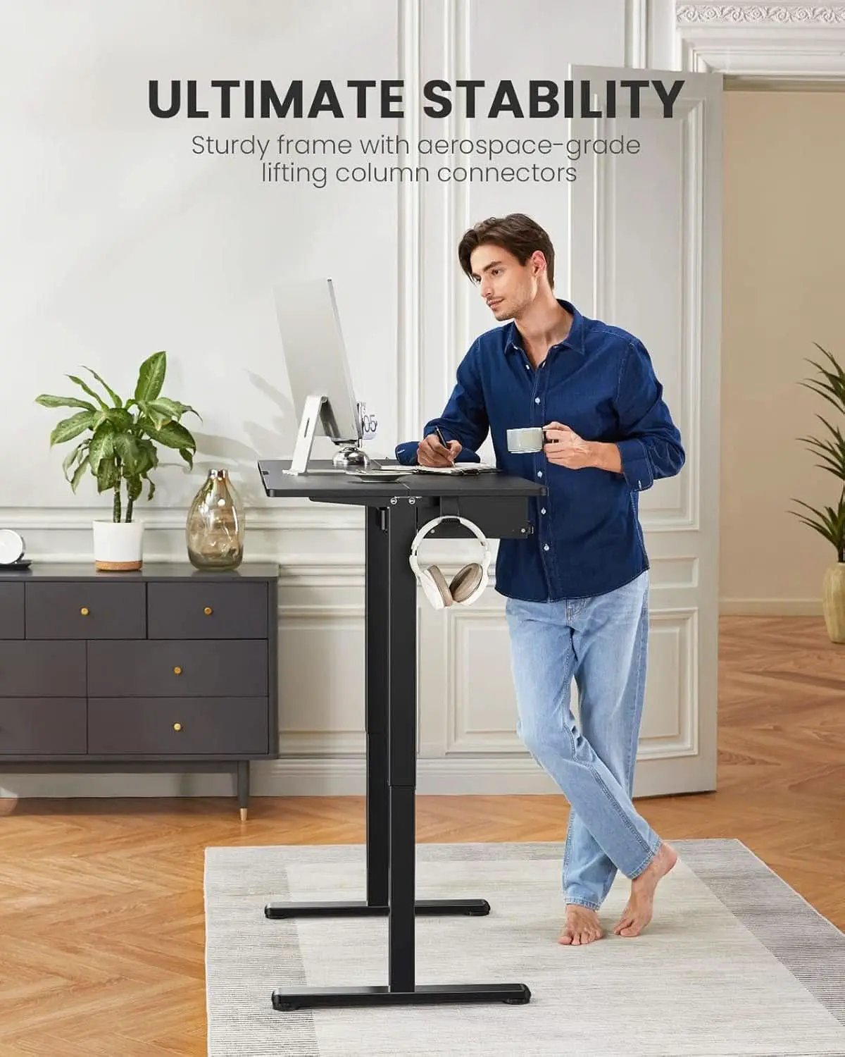 Electric Standing Desk with Adjustable Height Keyboard Tray from PriceLows™