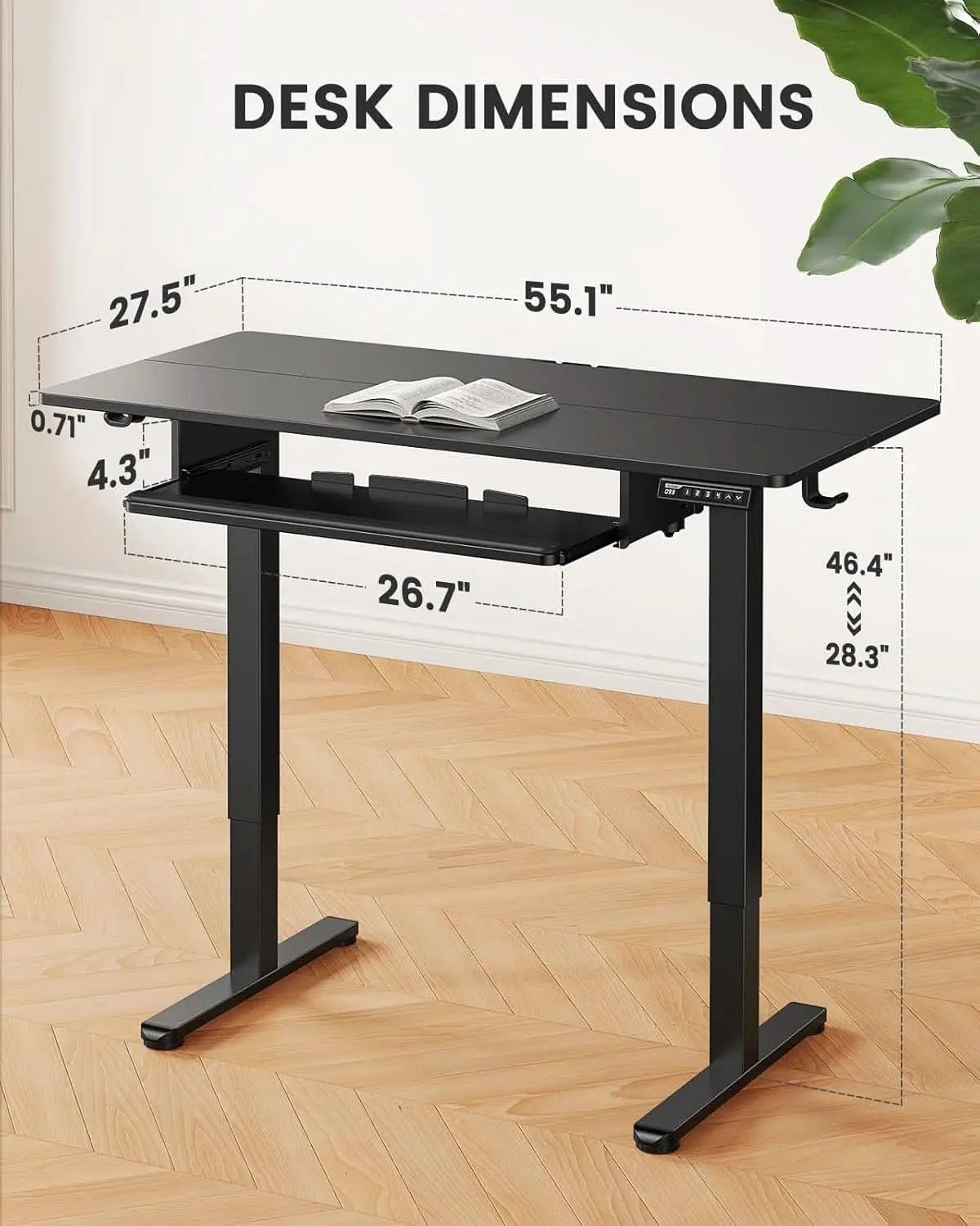 Electric Standing Desk with Adjustable Height Keyboard Tray from PriceLows™