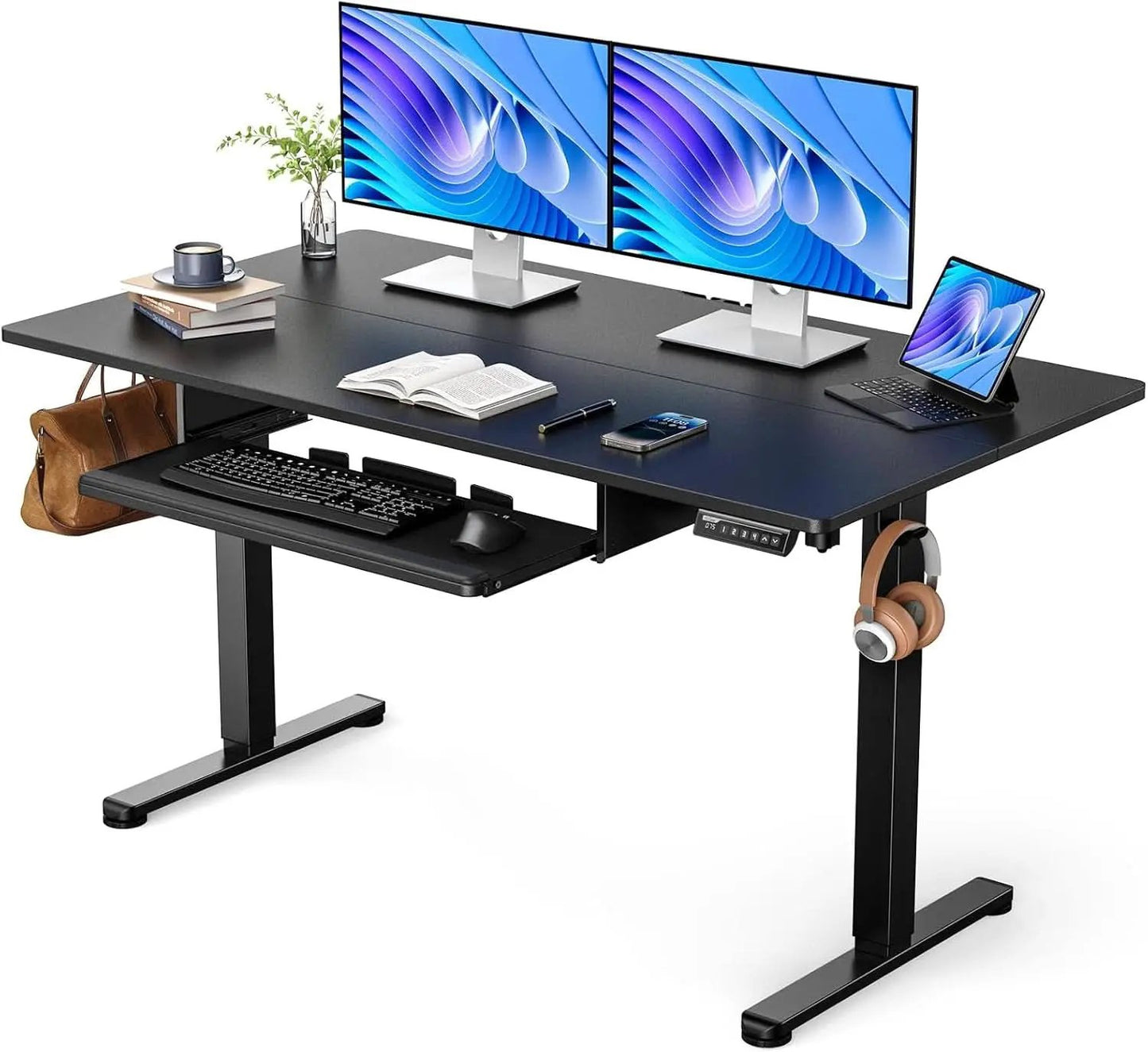 Electric Standing Desk with Adjustable Height Keyboard Tray from PriceLows™