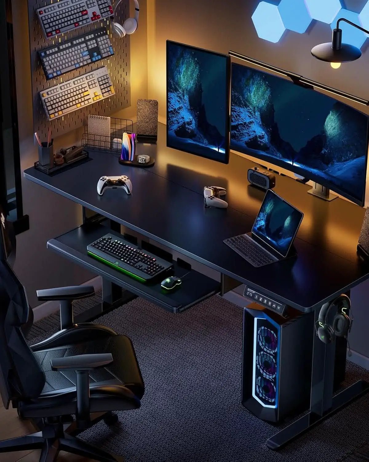 Electric Standing Desk with Adjustable Height Keyboard Tray from PriceLows™