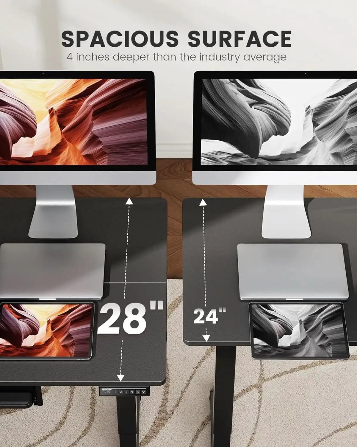 Electric Standing Desk with Adjustable Height Keyboard Tray from PriceLows™