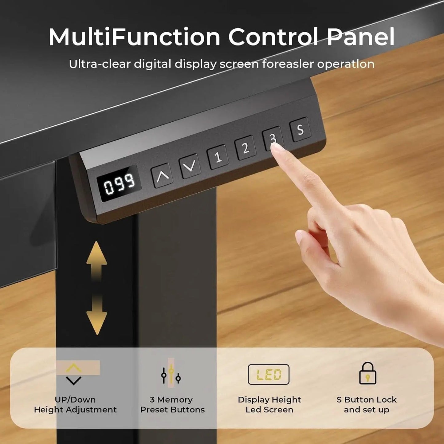 Electric Standing Desk With Drawers 48x24 Black Height Adjustable from PriceLows™