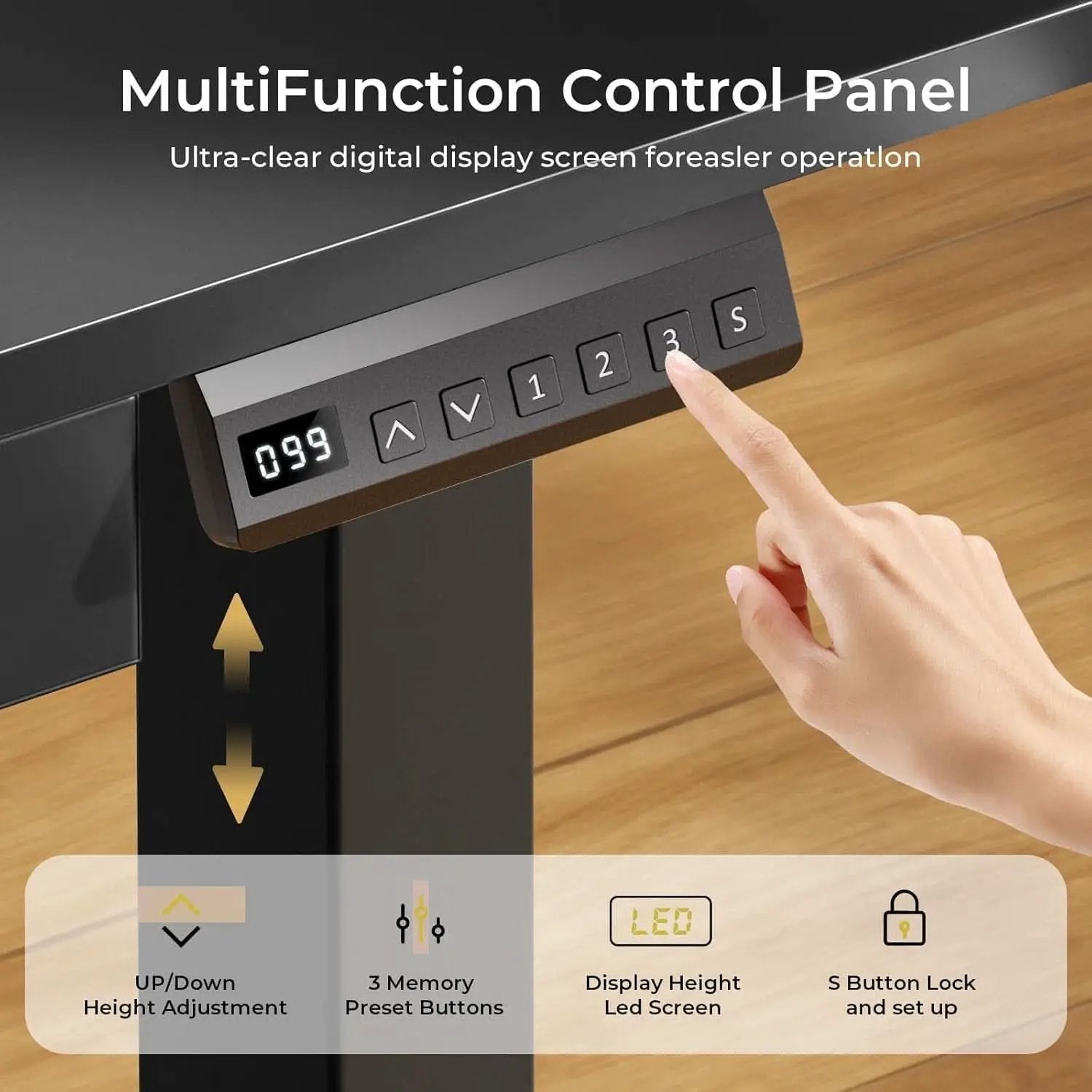 Electric Standing Desk With Drawers 48x24 Black Height Adjustable from PriceLows™