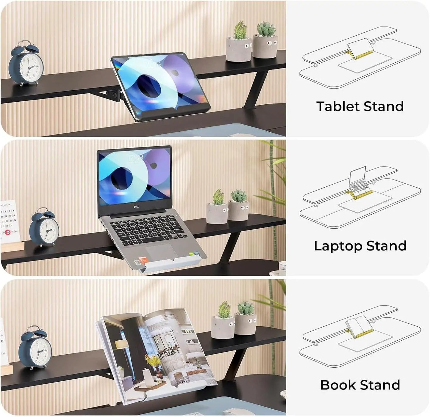 Electric Standing Desk With Drawers 48x24 Black Height Adjustable from PriceLows™