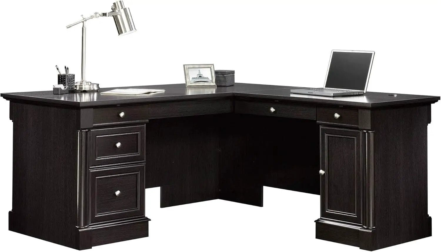 Elegant L-Shaped Desk with Spacious Surface in Wind Oak from PriceLows™