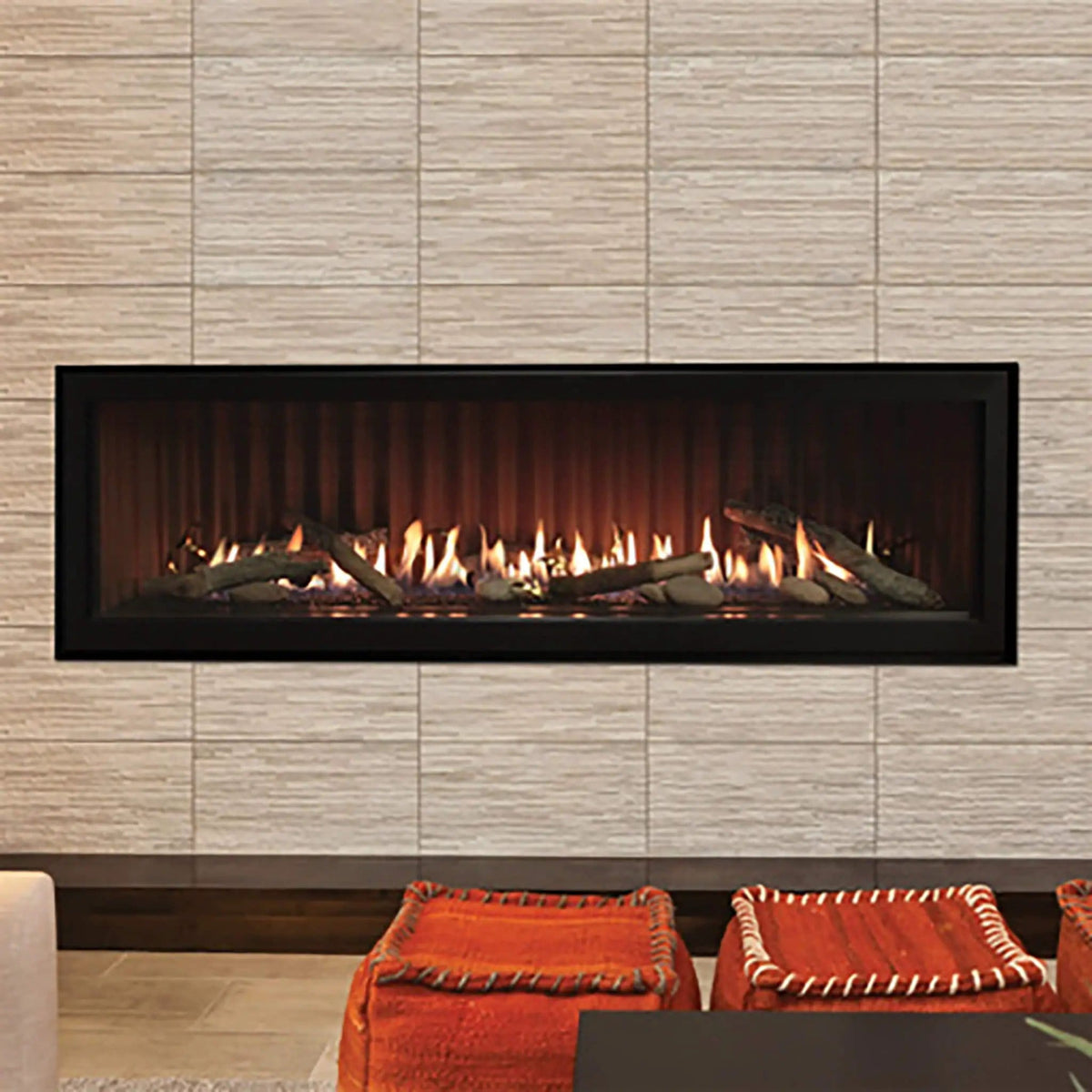 Empire Comfort Systems Boulevard 46K 52K BTU Direct Vent Linear Gas Fireplace With | 60 Inch | Glass | Living Room