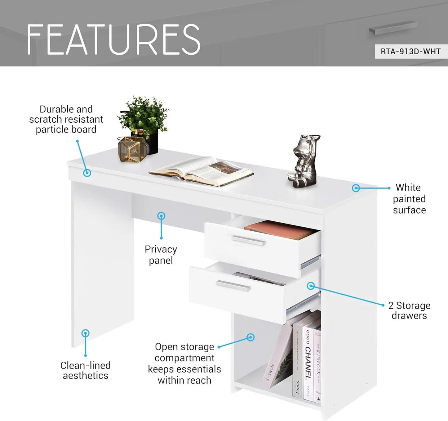 Engineered Wood Writing Desk with Ample Storage Space from PriceLows™