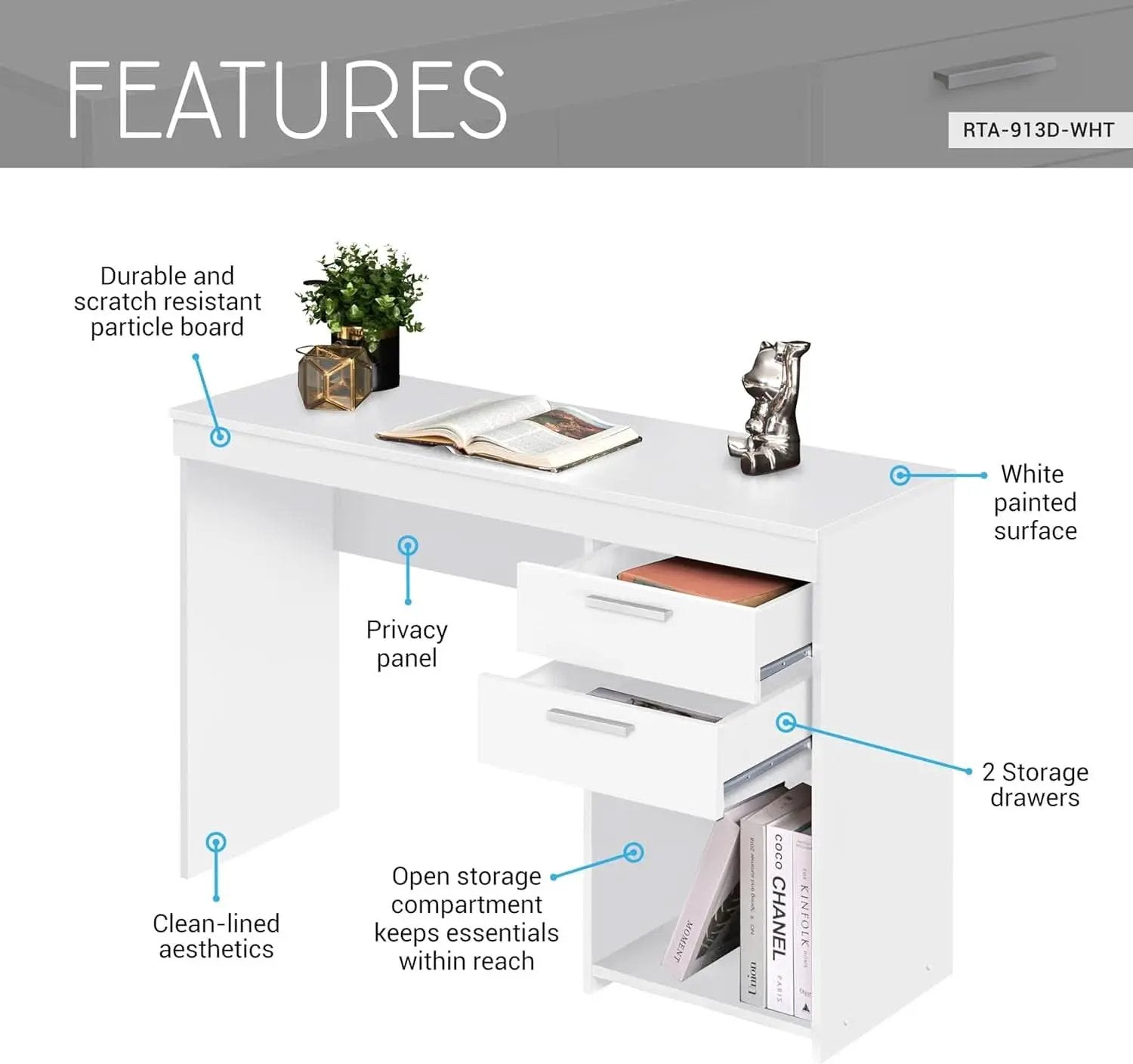 Engineered Wood Writing Desk with Ample Storage Space from PriceLows™