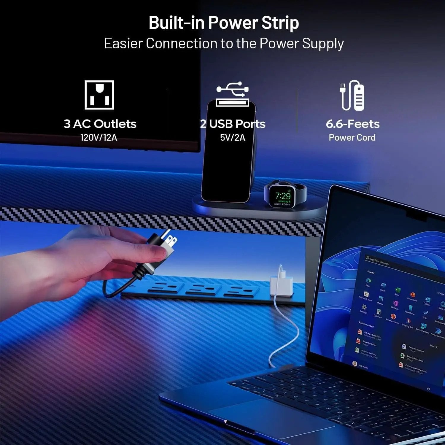 Ergonomic 63 Inch Gaming Desk With LED Lights from PriceLows™