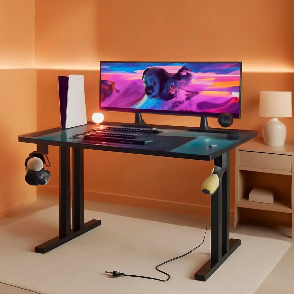 Ergonomic 63 Inch Gaming Desk With LED Lights from PriceLows™
