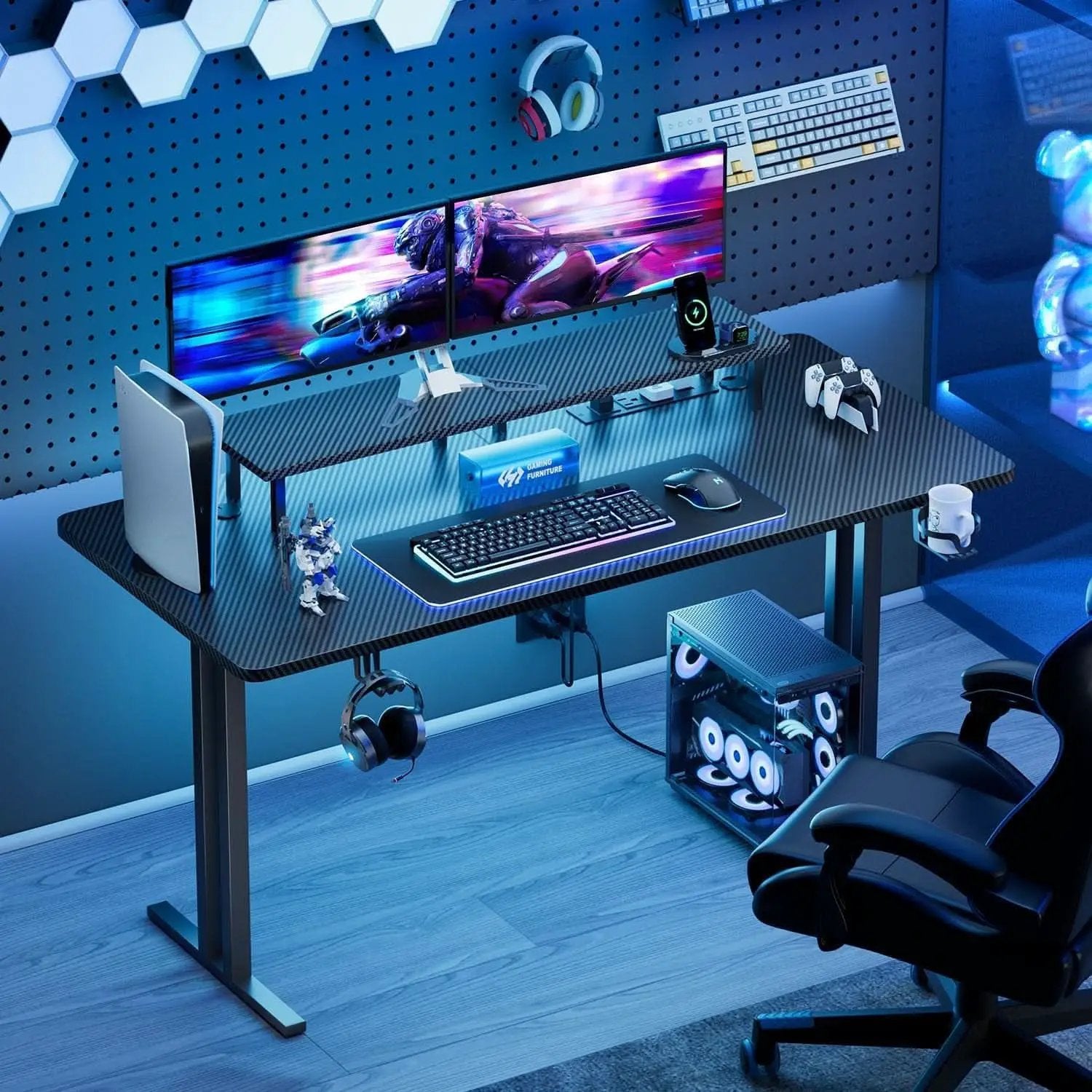 Ergonomic 63 Inch Gaming Desk With LED Lights from PriceLows™