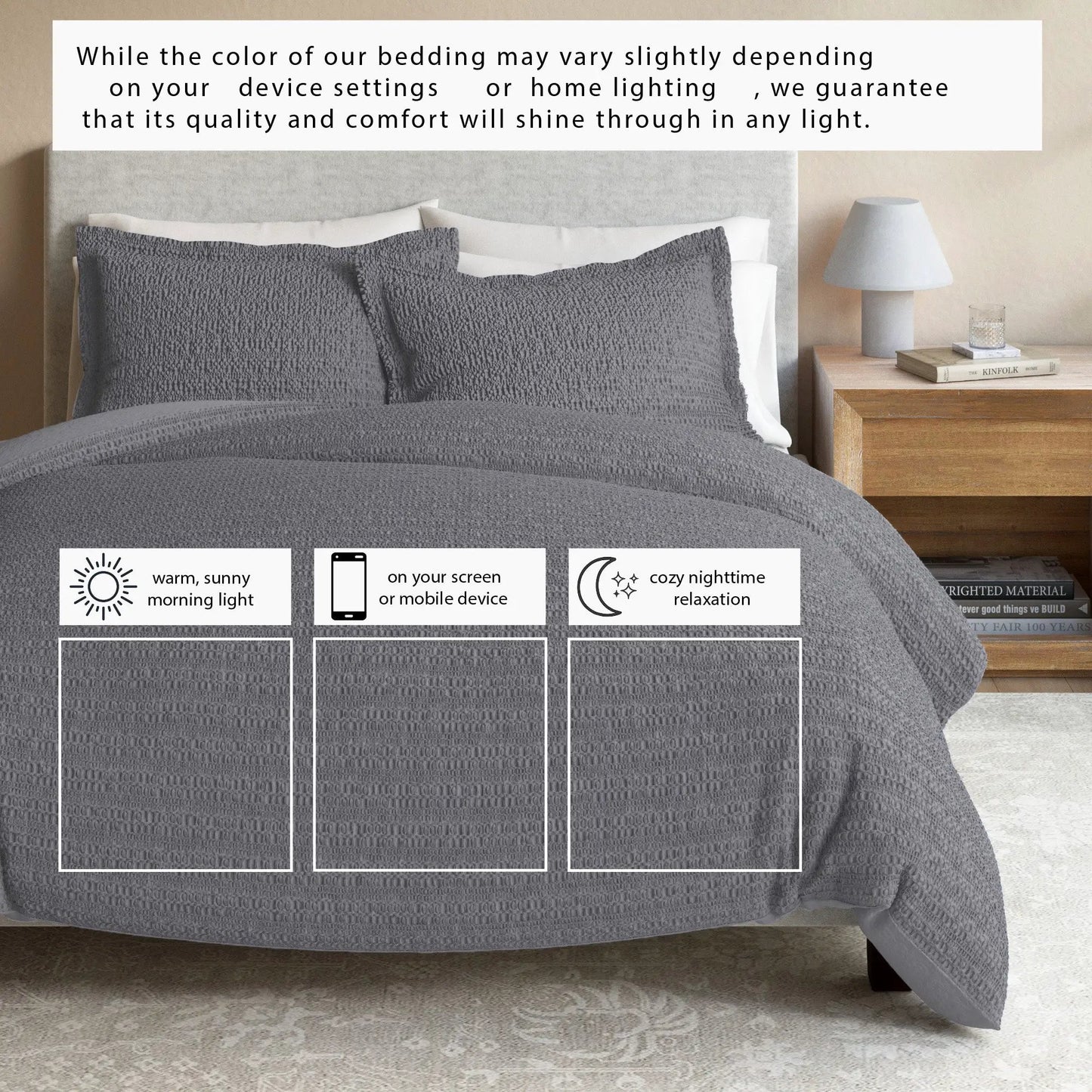 100% Cotton Honeycomb Waffle Duvet Set - Mattea Collection from PriceLows™