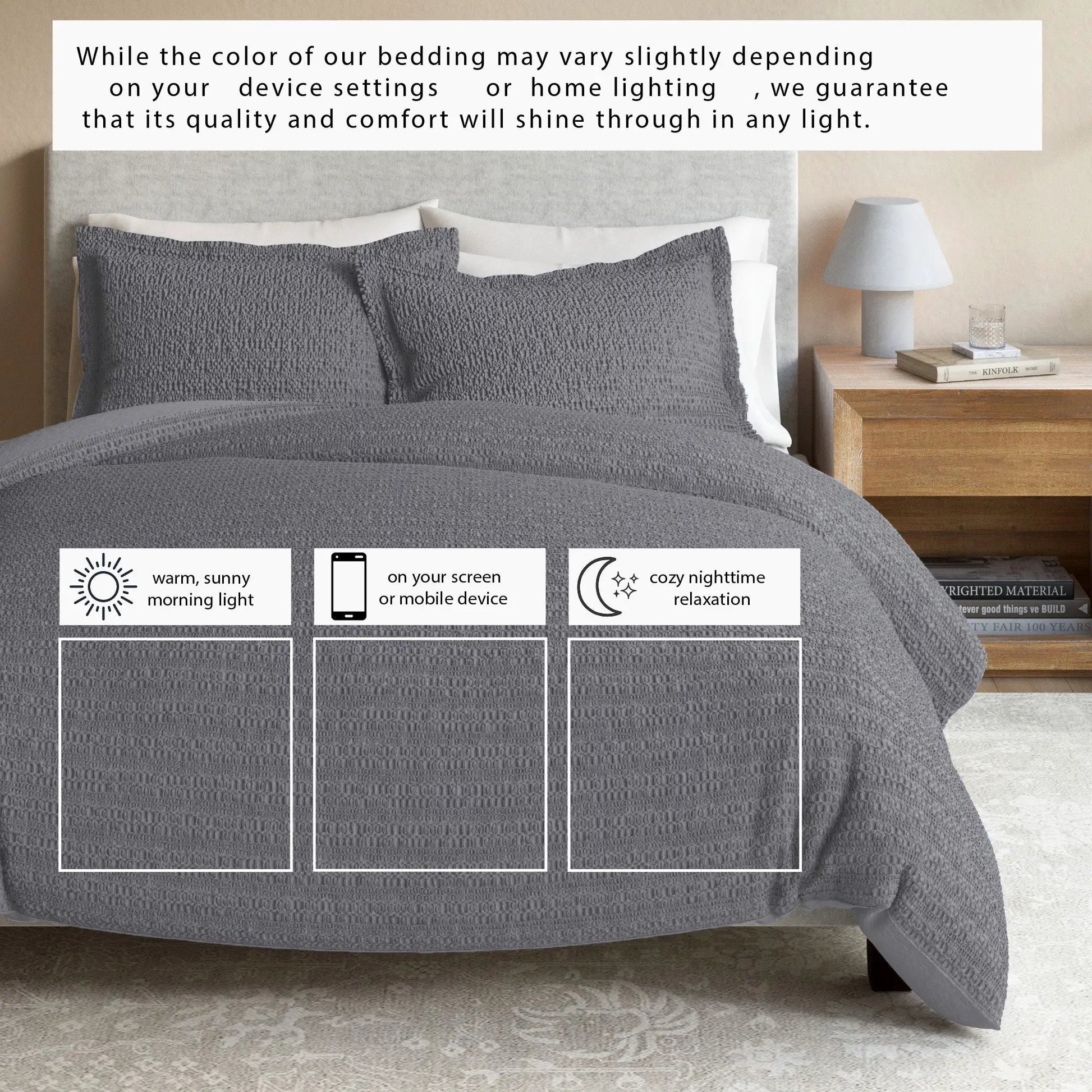100% Cotton Honeycomb Waffle Duvet Set - Mattea Collection from PriceLows™