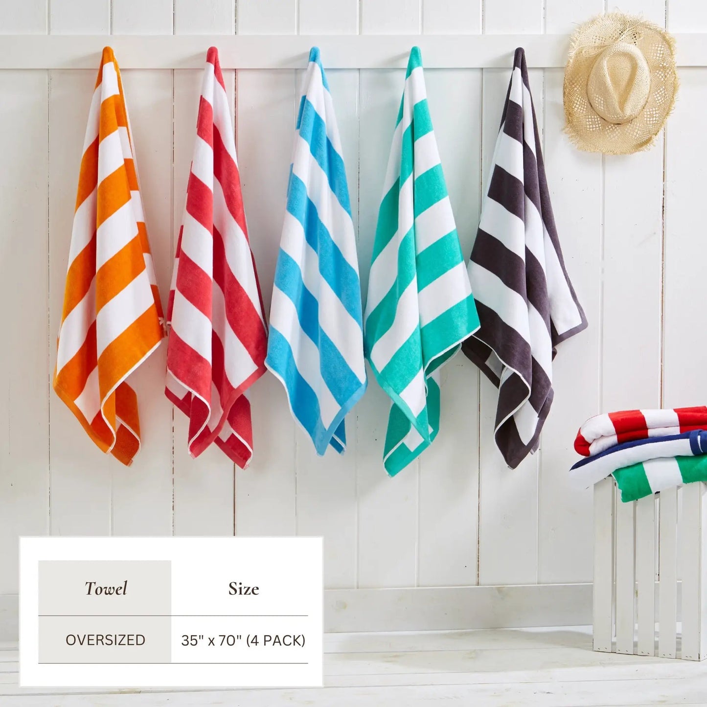 Cotton Velour Cabana Stripe Beach Towel - Novia Collection from PriceLows™