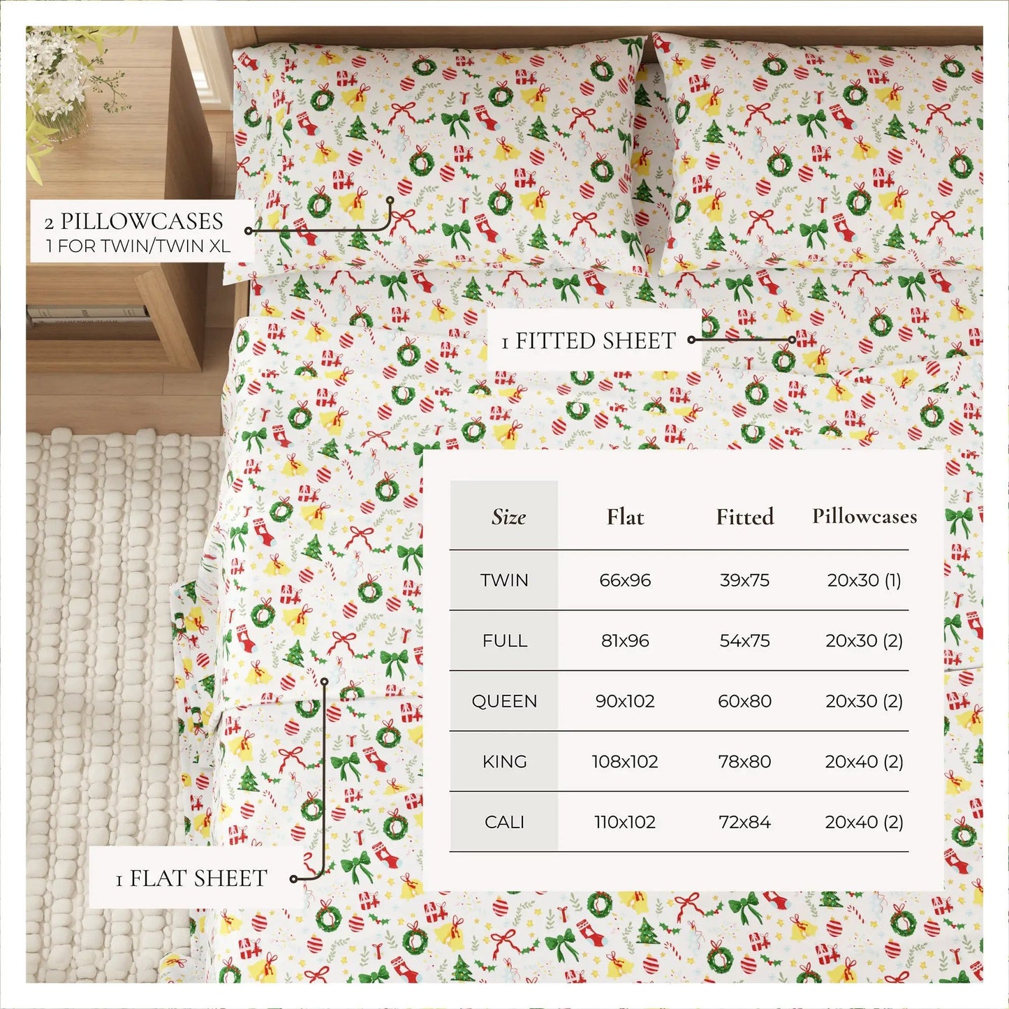 Turkish Cotton Christmas Flannel Sheet - Whittaker Collection from PriceLows™