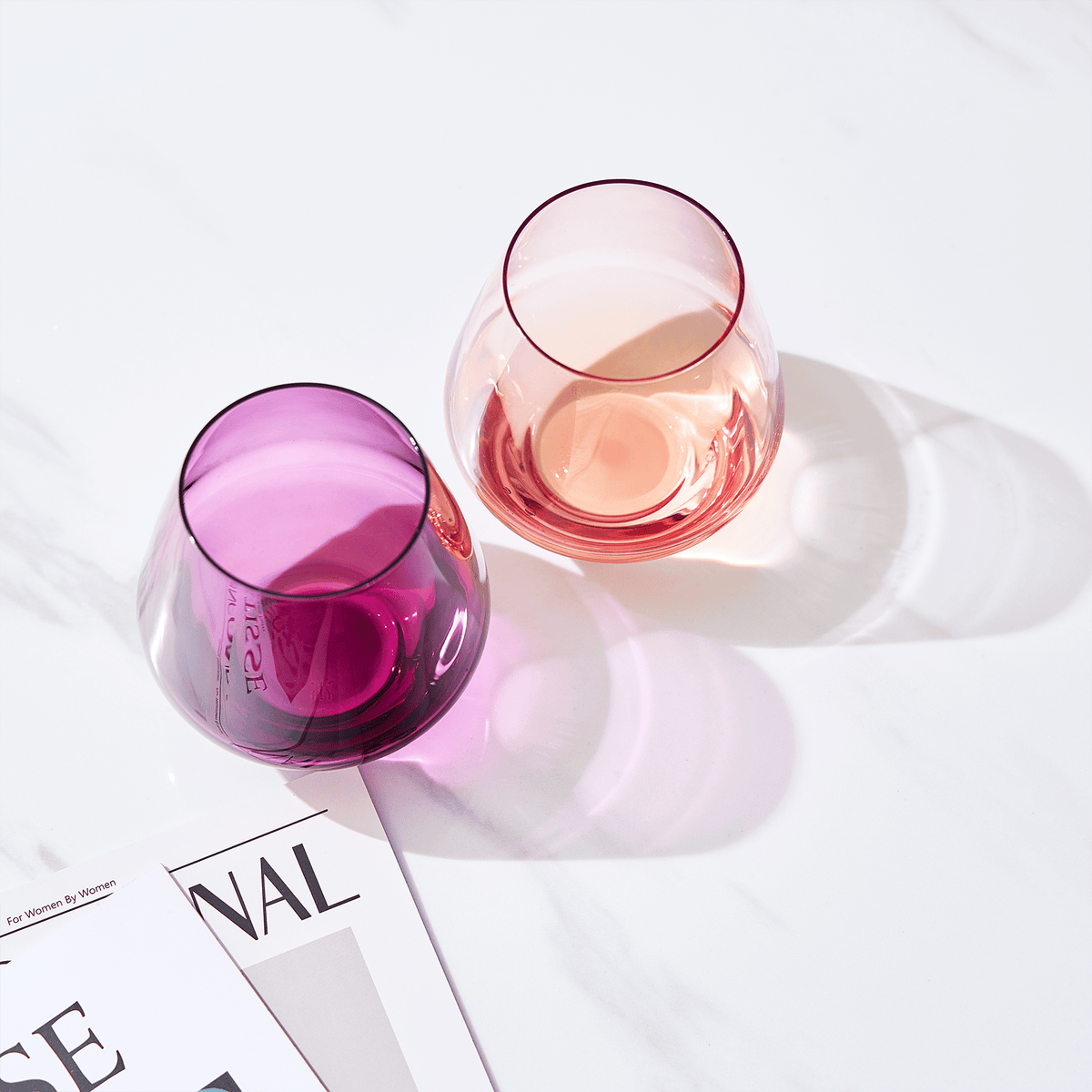 Flora Stemless Wine Glassware | 16 oz | Set of 2 | Entertaining