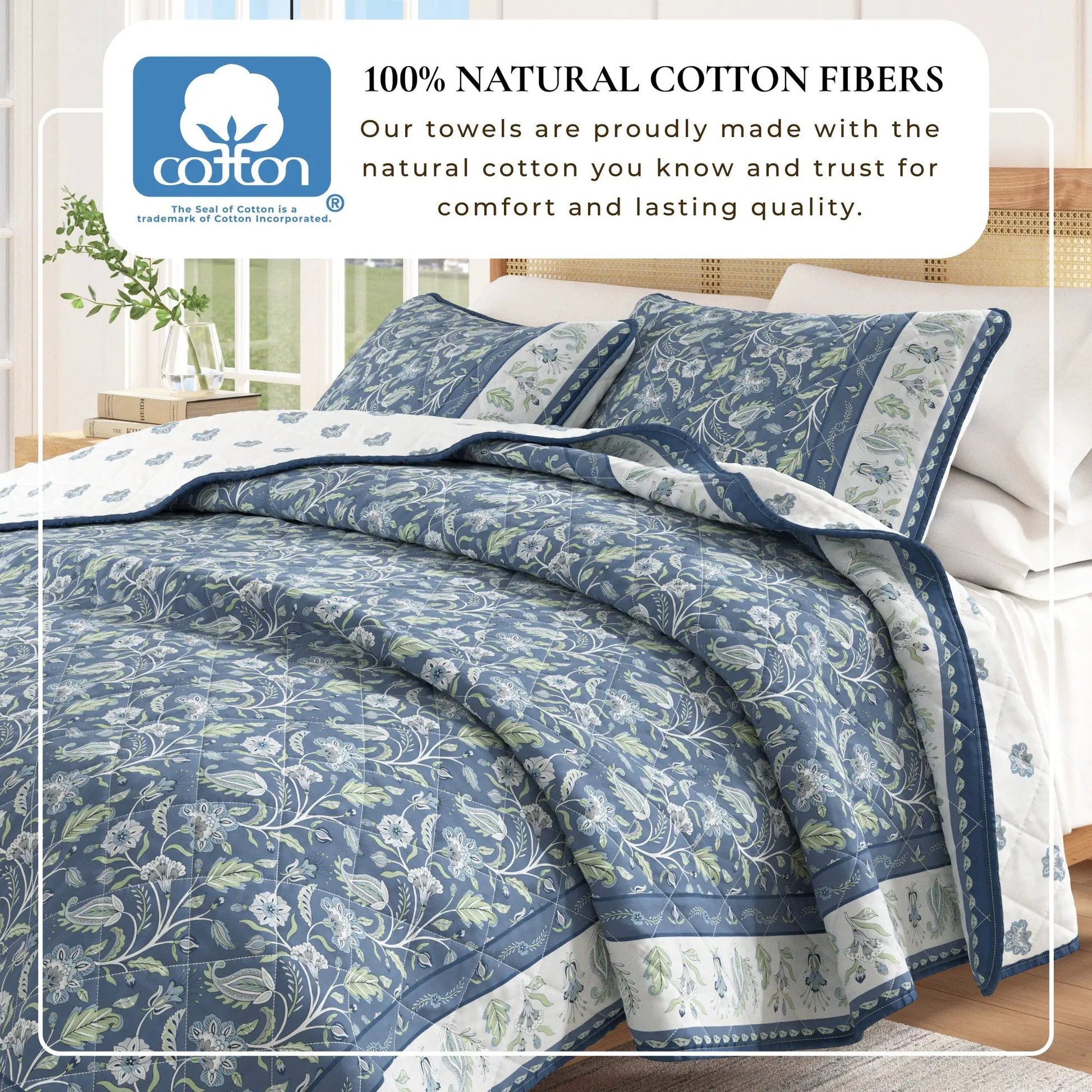 Floral Boho Printed Cotton Quilt Set - Indira Collection from PriceLows™