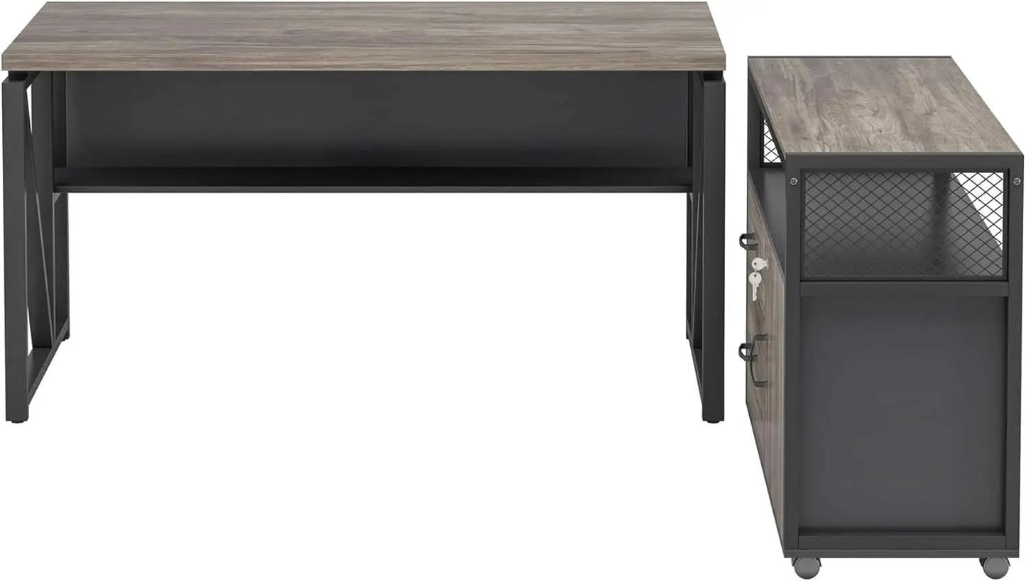 Executive Office Computer Desk and Mobile File Cabinet from PriceLows™