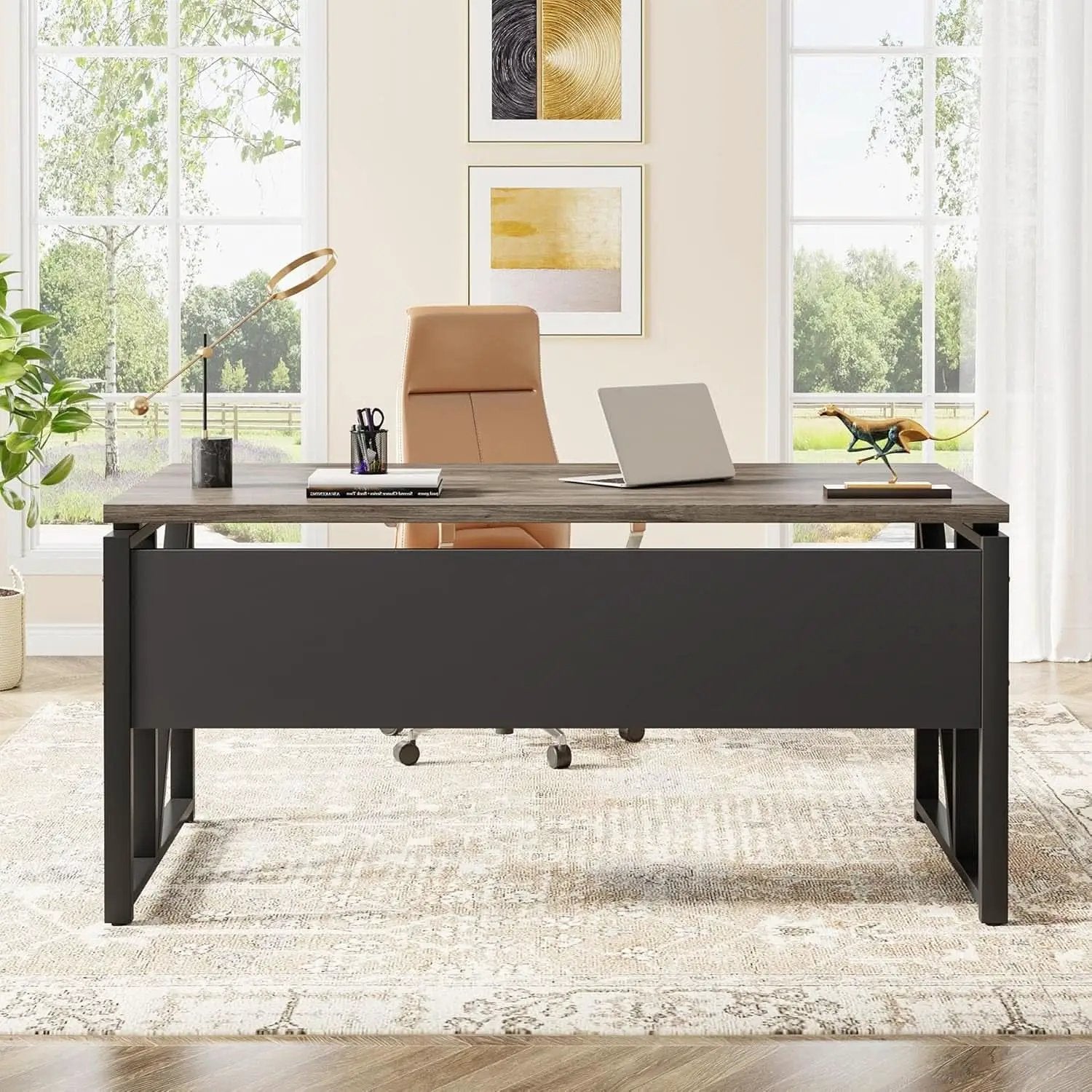Executive Office Computer Desk and Mobile File Cabinet from PriceLows™