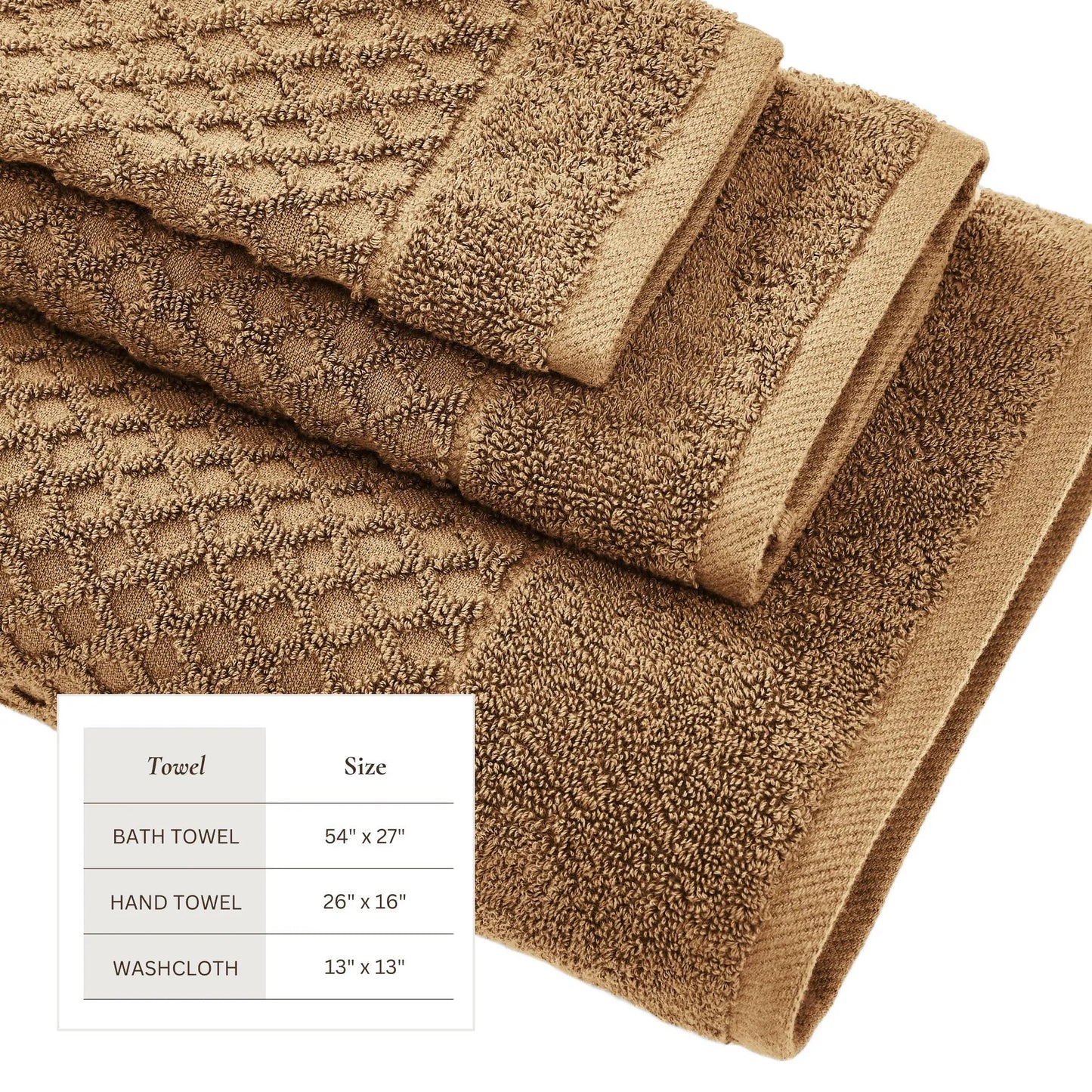 Cotton Diamond Waffle Weave Bath Towel Set - Grayson Collection from PriceLows™