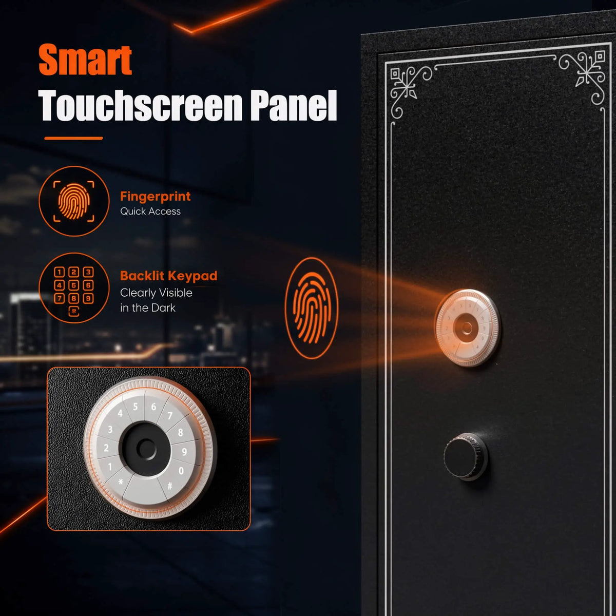 12-Gun Fingerprint Lock Safe | Extra-Large Capacity | Keypad And Alarm | Rifle And Pistol Storage