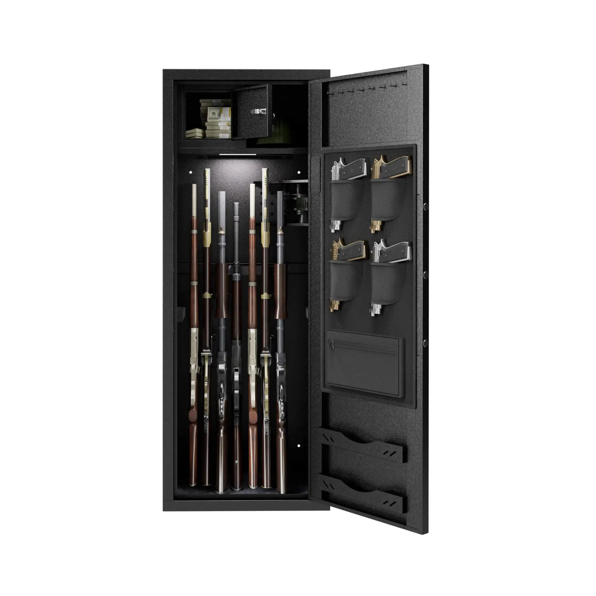 12-Gun Fingerprint Lock Safe | Extra-Large Capacity | Keypad And Alarm | Rifle And Pistol Storage