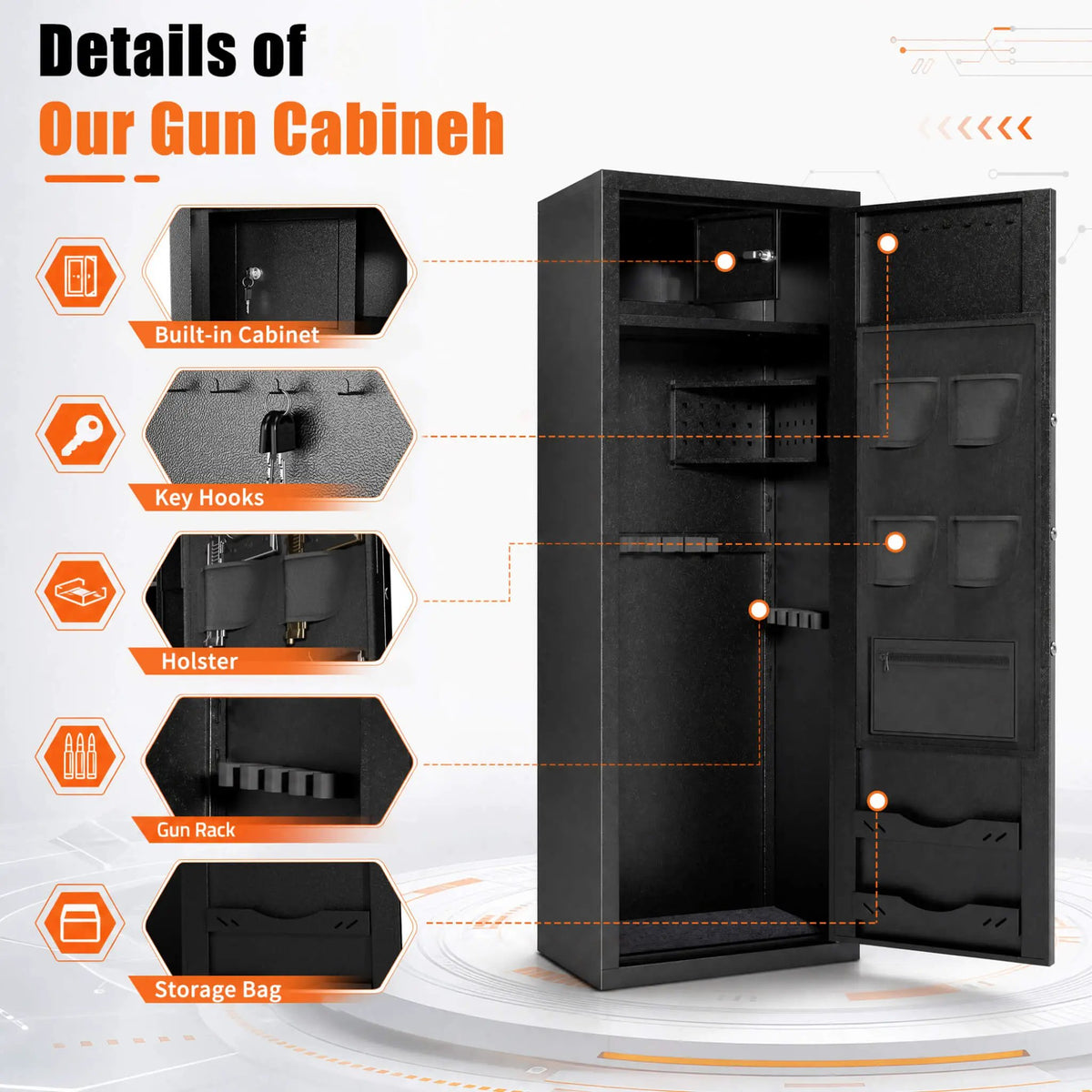 12-Gun Fingerprint Lock Safe | Extra-Large Capacity | Keypad And Alarm | Rifle And Pistol Storage