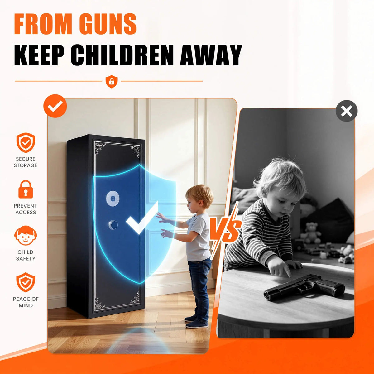 12-Gun Fingerprint Lock Safe | Extra-Large Capacity | Keypad And Alarm | Rifle And Pistol Storage