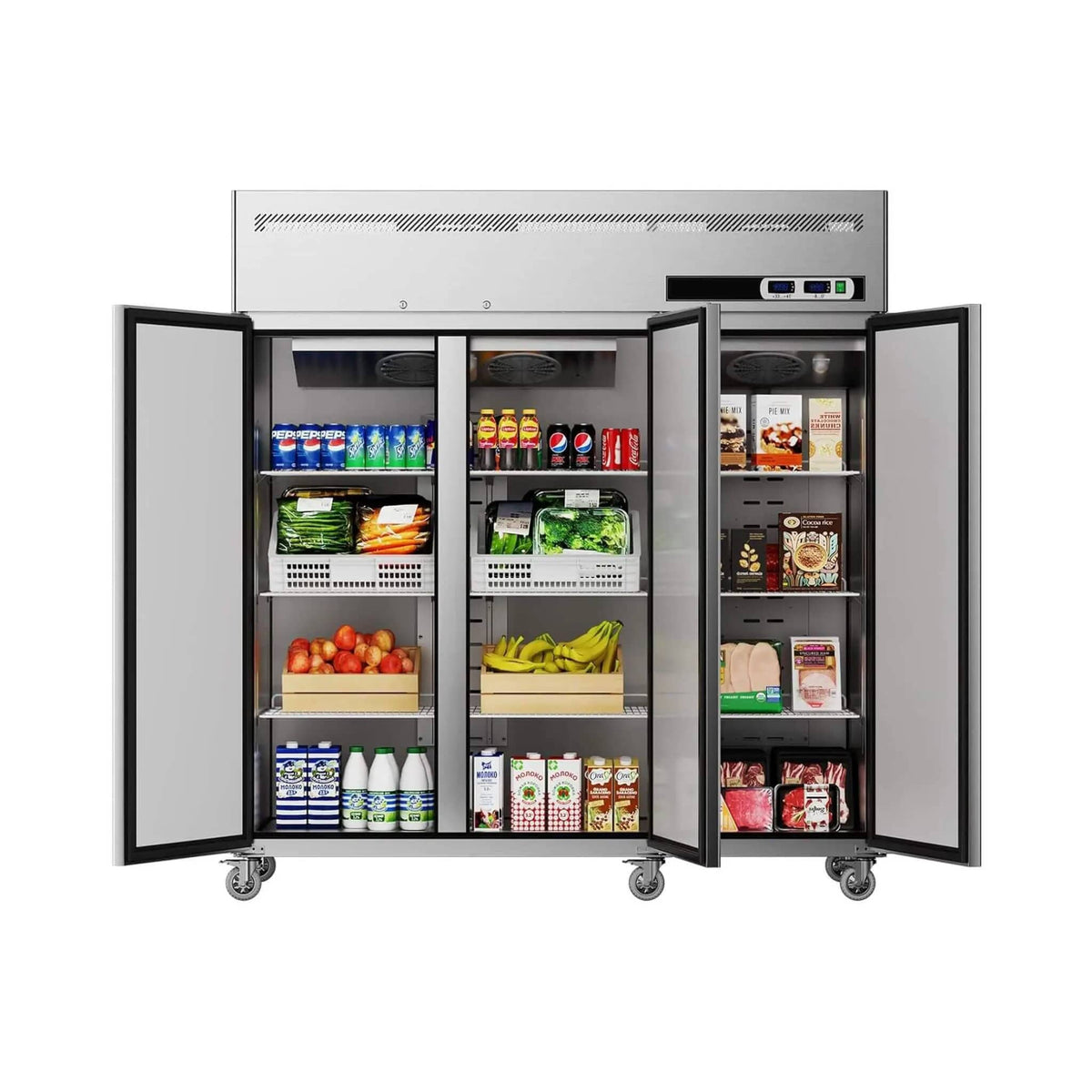 Extra Large 72 Inch 54 Cu.Ft Commercial 3 Door Upright Reach In Freezer Refrigerator | 72 Inch | 3-Door | Home