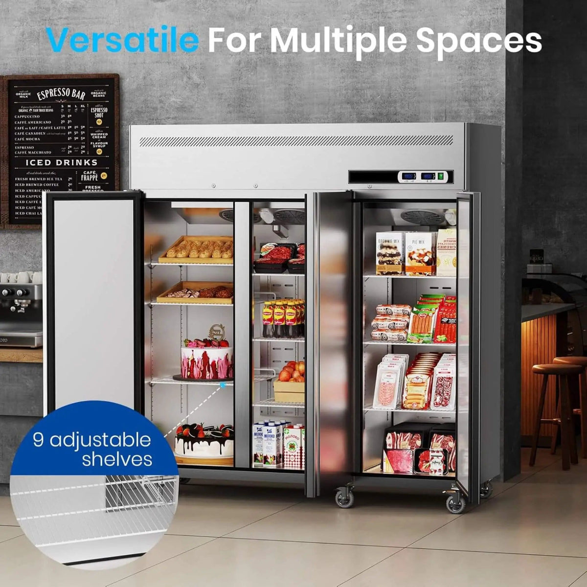 Extra Large 72 Inch 54 Cu.Ft Commercial 3 Door Upright Reach In Freezer Refrigerator | 72 Inch | 3-Door | Home