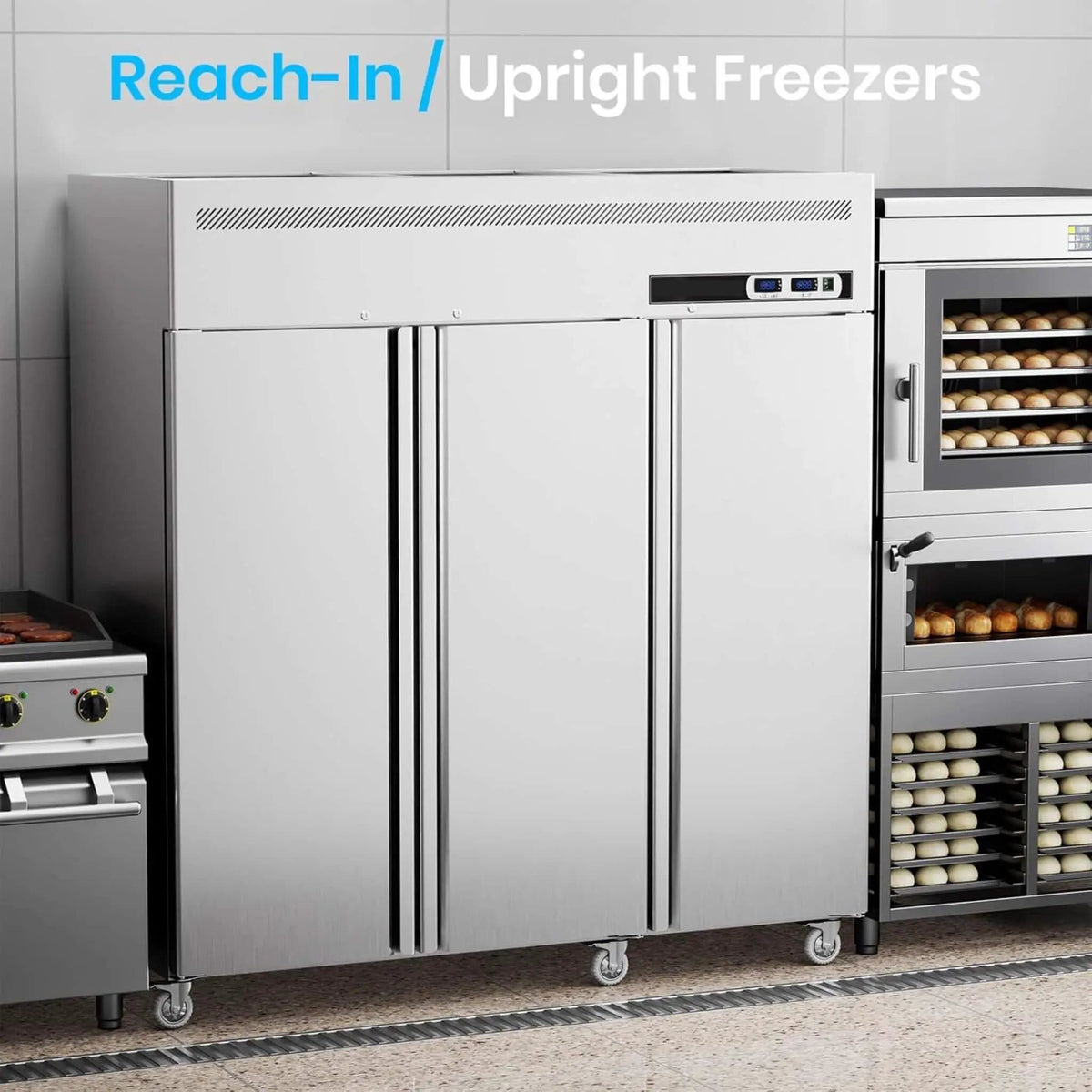 Extra Large 72 Inch 54 Cu.Ft Commercial 3 Door Upright Reach In Freezer Refrigerator | 72 Inch | 3-Door | Home
