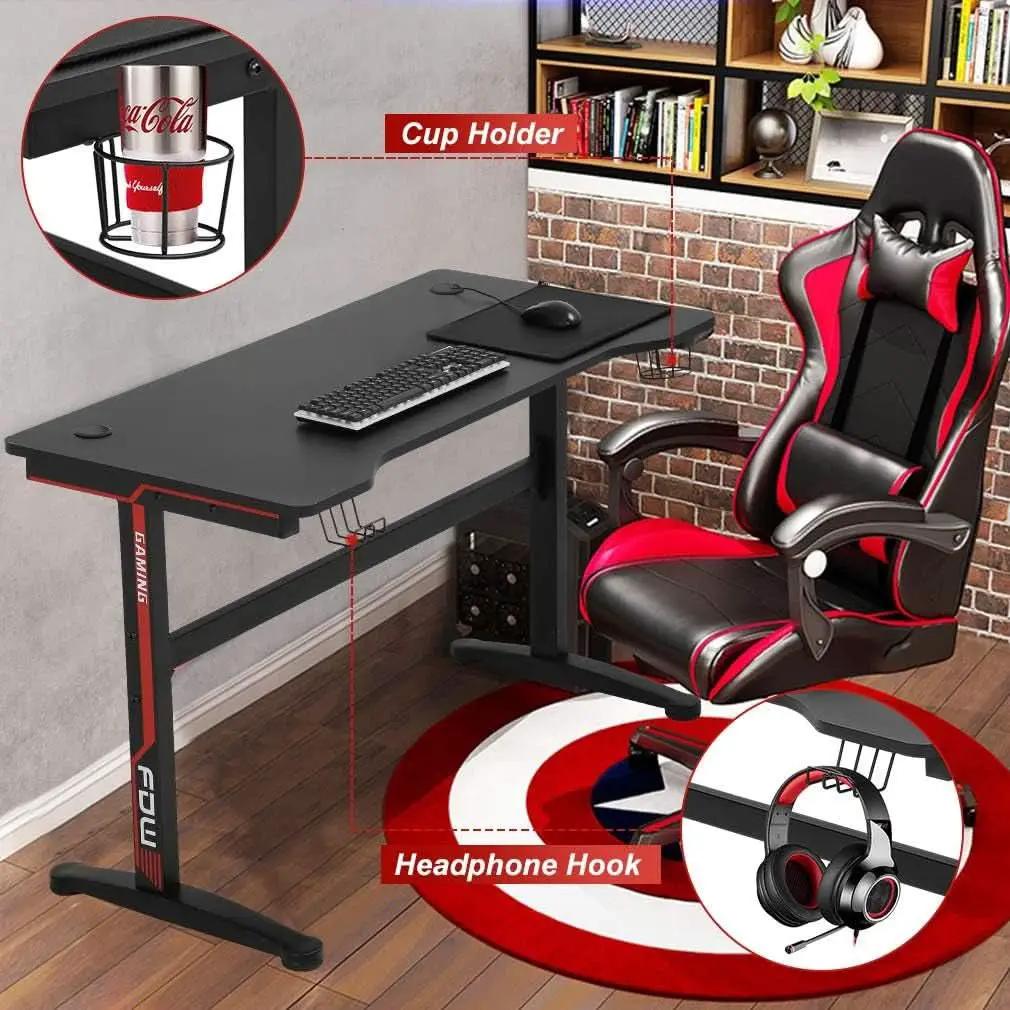 Extra Large Ergonomic Gaming Desk with Cup Holder from PriceLows™