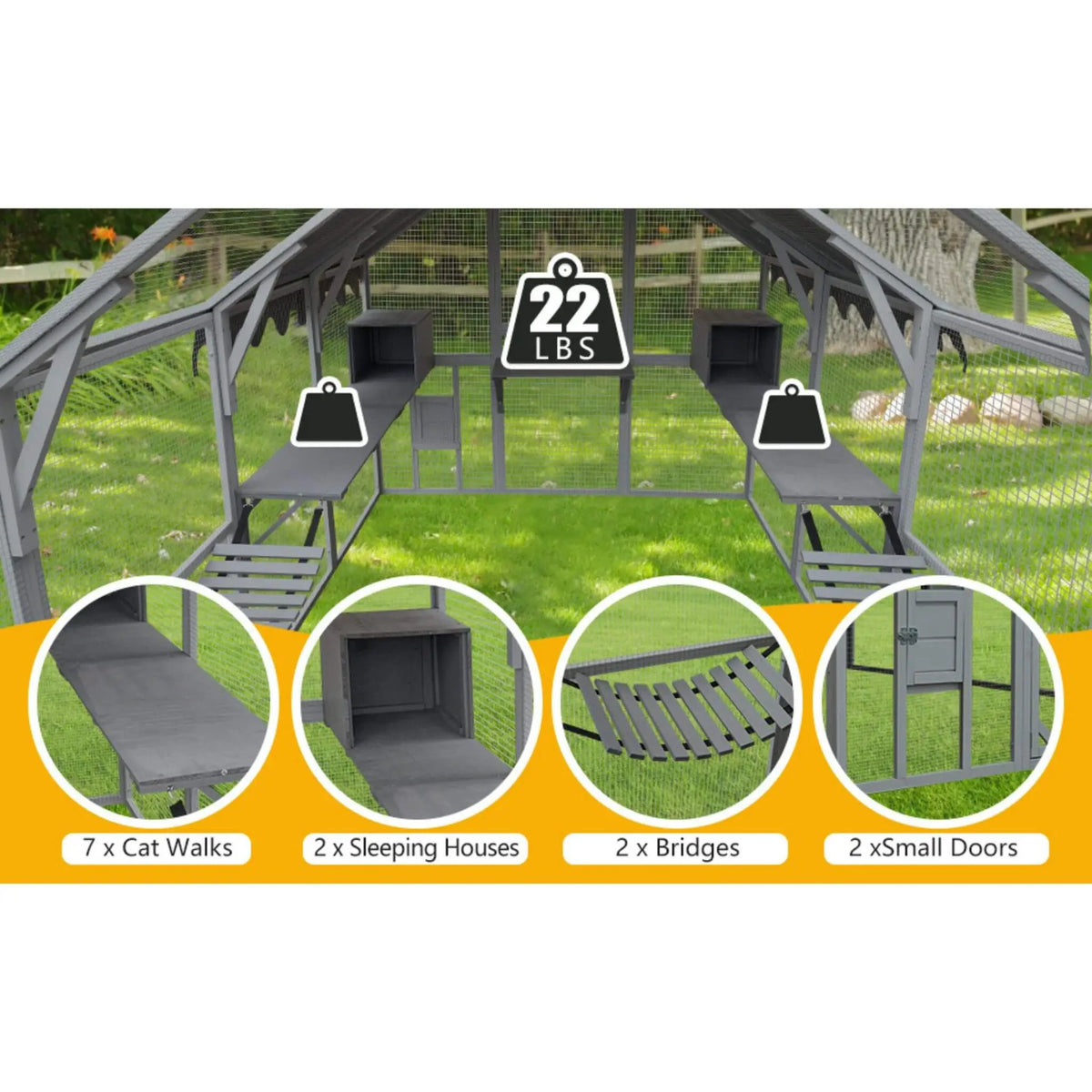 Outdoor Cat House Playpen | Extra-Large Size | Multi-Level Platforms | Waterproof Cover